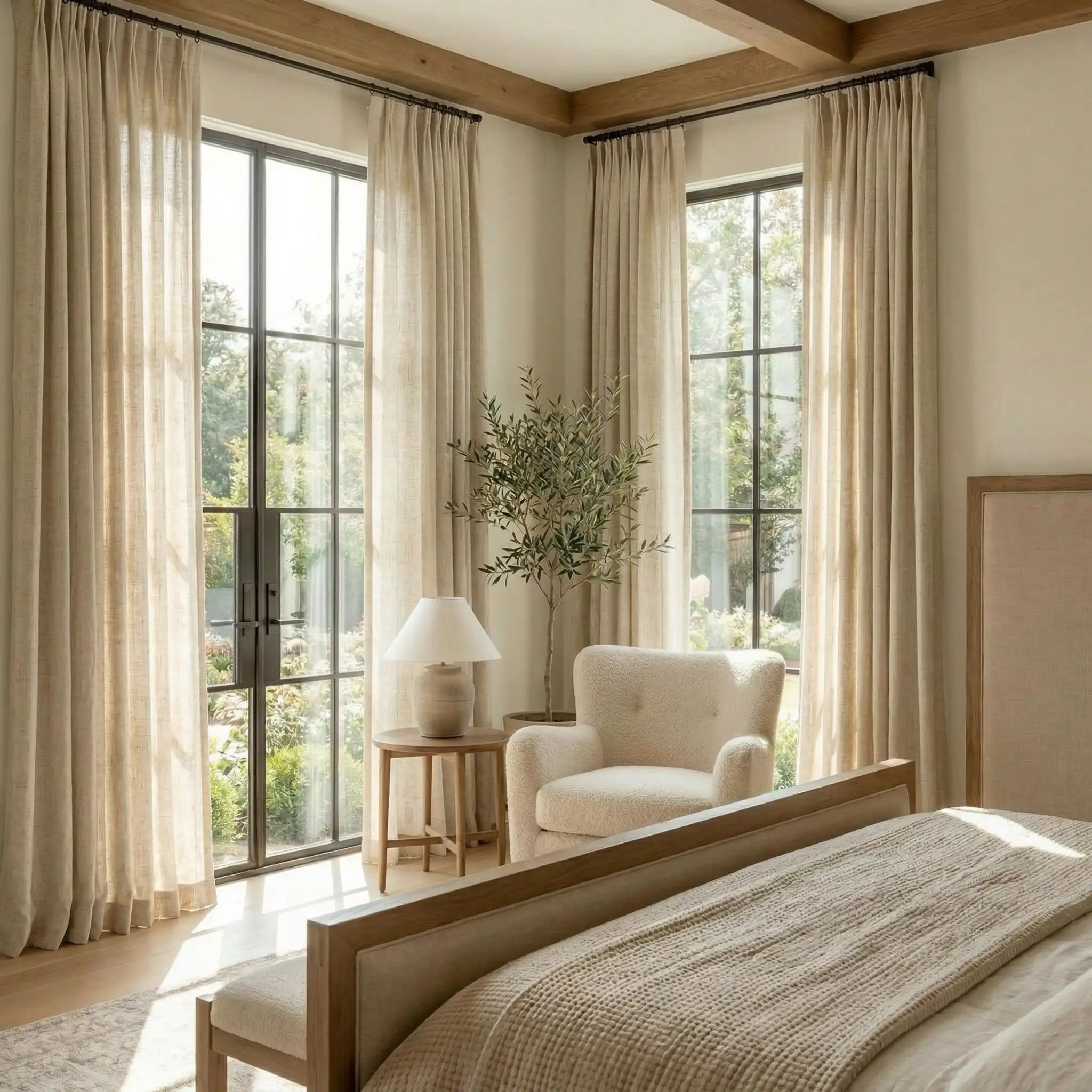 Custom Linen Semi-Blackout curtains – Natural Texture | USdrapery