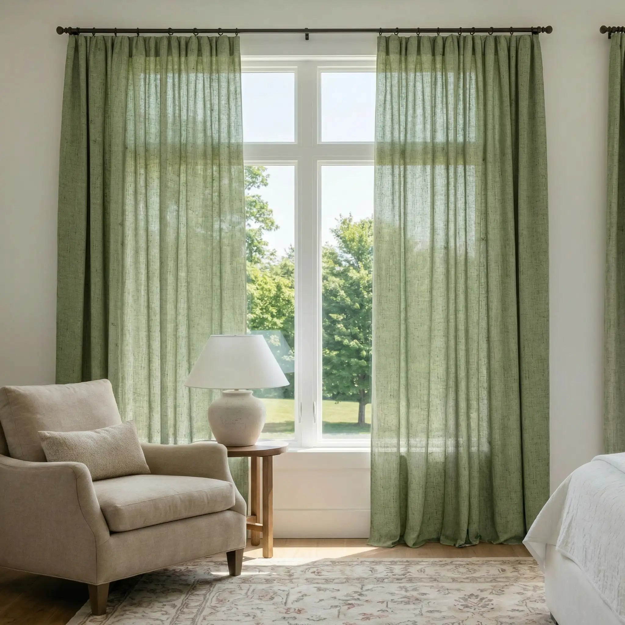 Custom Linen Semi-Blackout curtains – Natural Texture | USdrapery