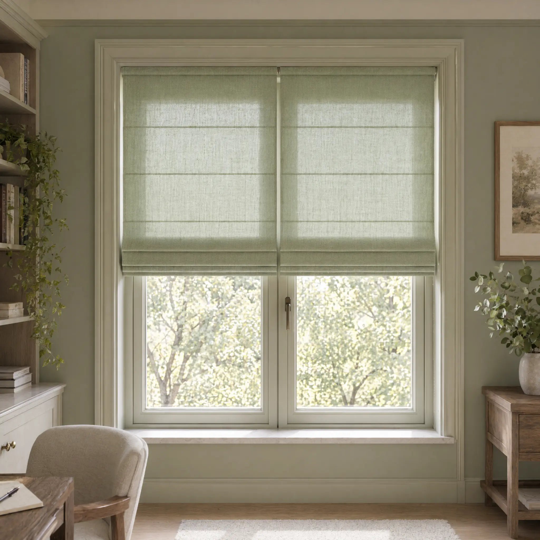 Custom Linen Cordless Roman Shades | USdrapery