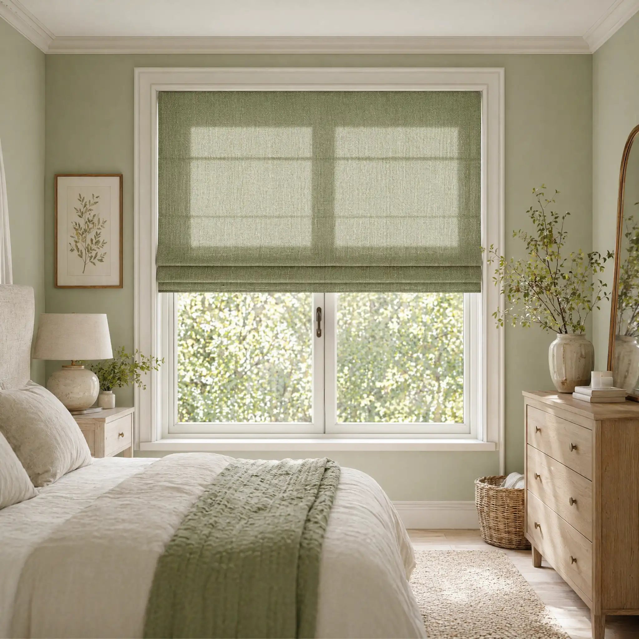 Custom Linen Cordless Roman Shades | USdrapery