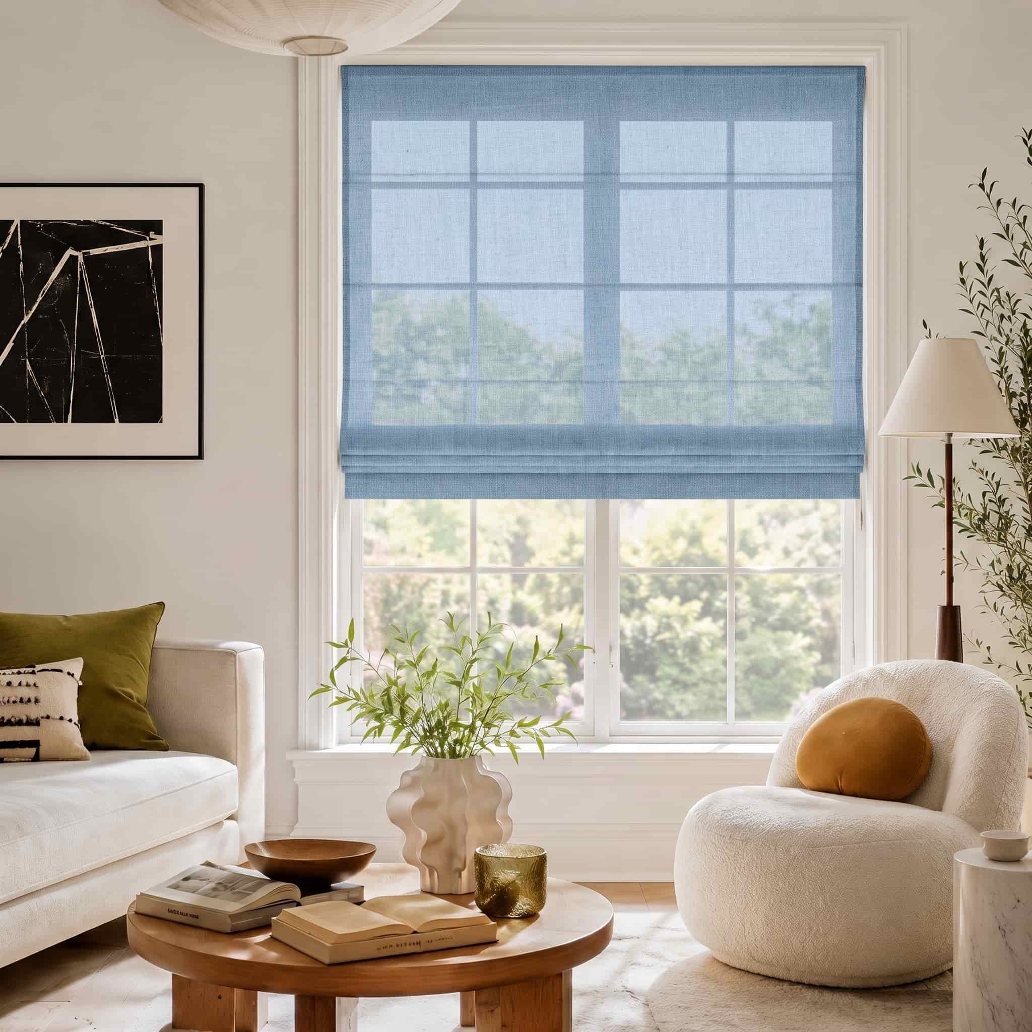 Custom Linen Roman Window Shades Cordless | USdrapery