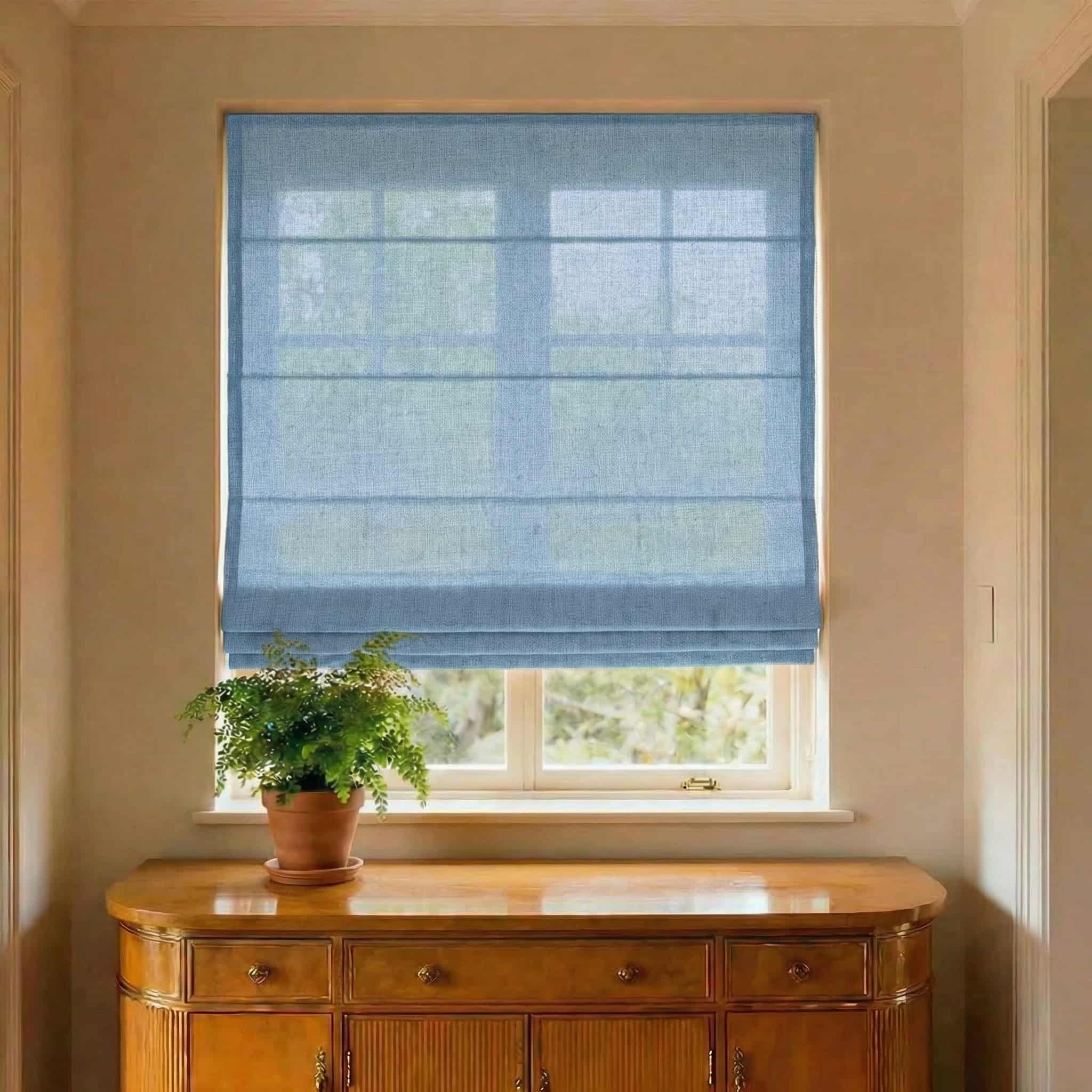 Custom Natural Breathable Light Filtering Linen Roman Shades | USdrapery