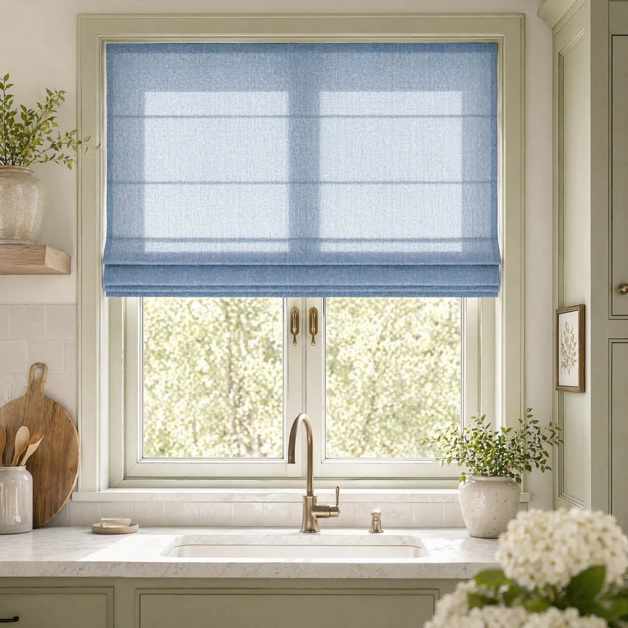 Custom Linen Cordless Roman Shades | USdrapery