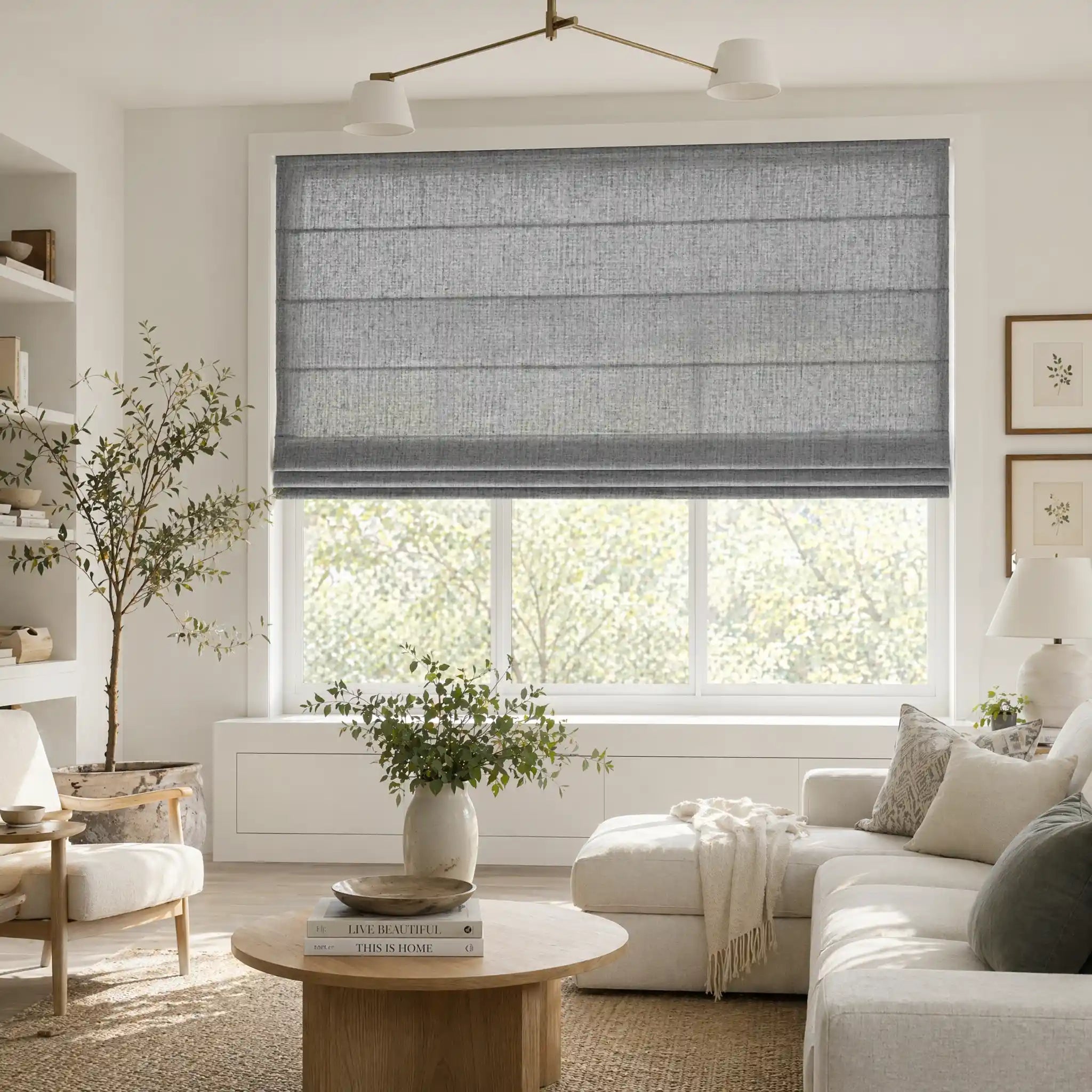 Custom Linen Cordless Roman Shades | USdrapery