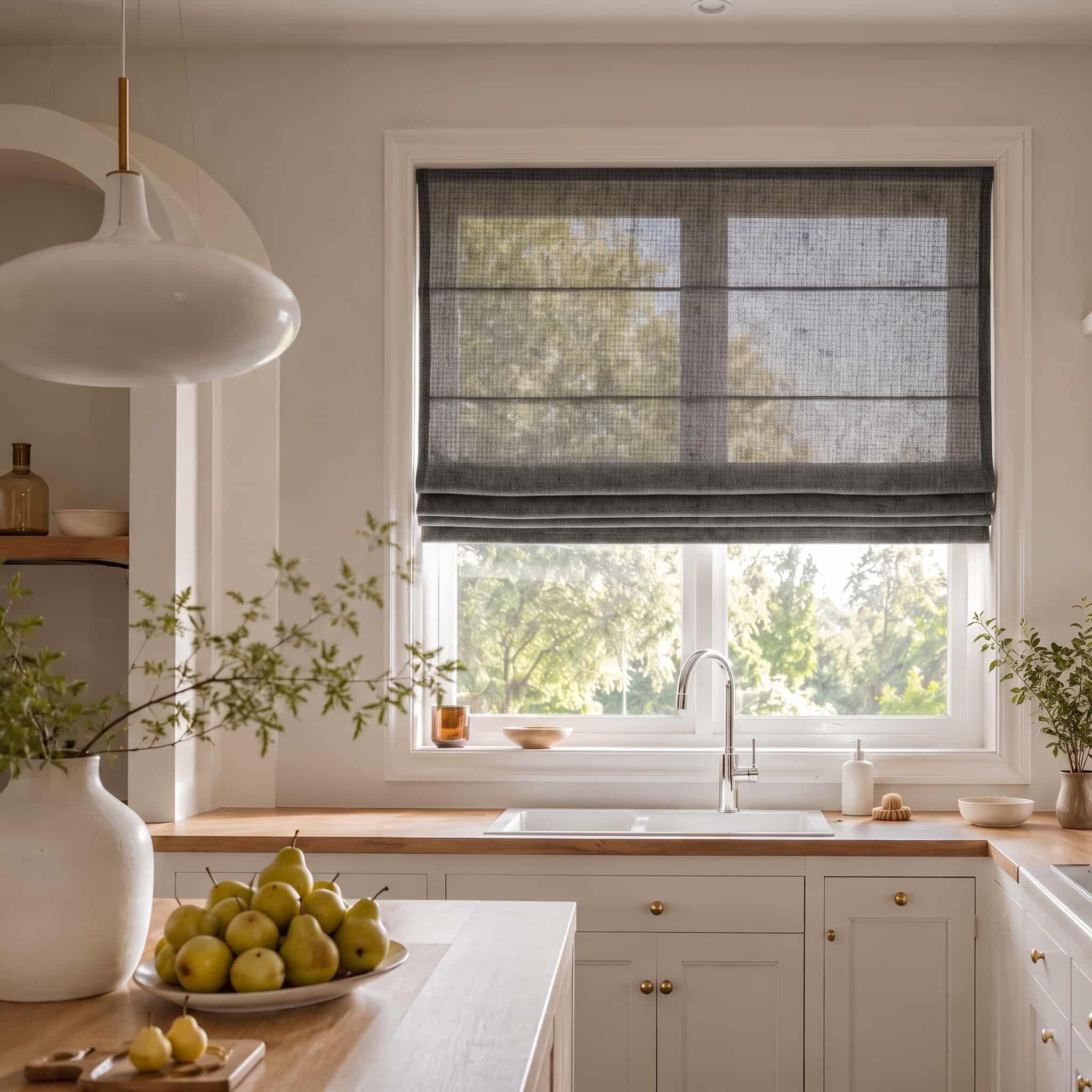Custom Linen Roman Window Shades Cordless | USdrapery