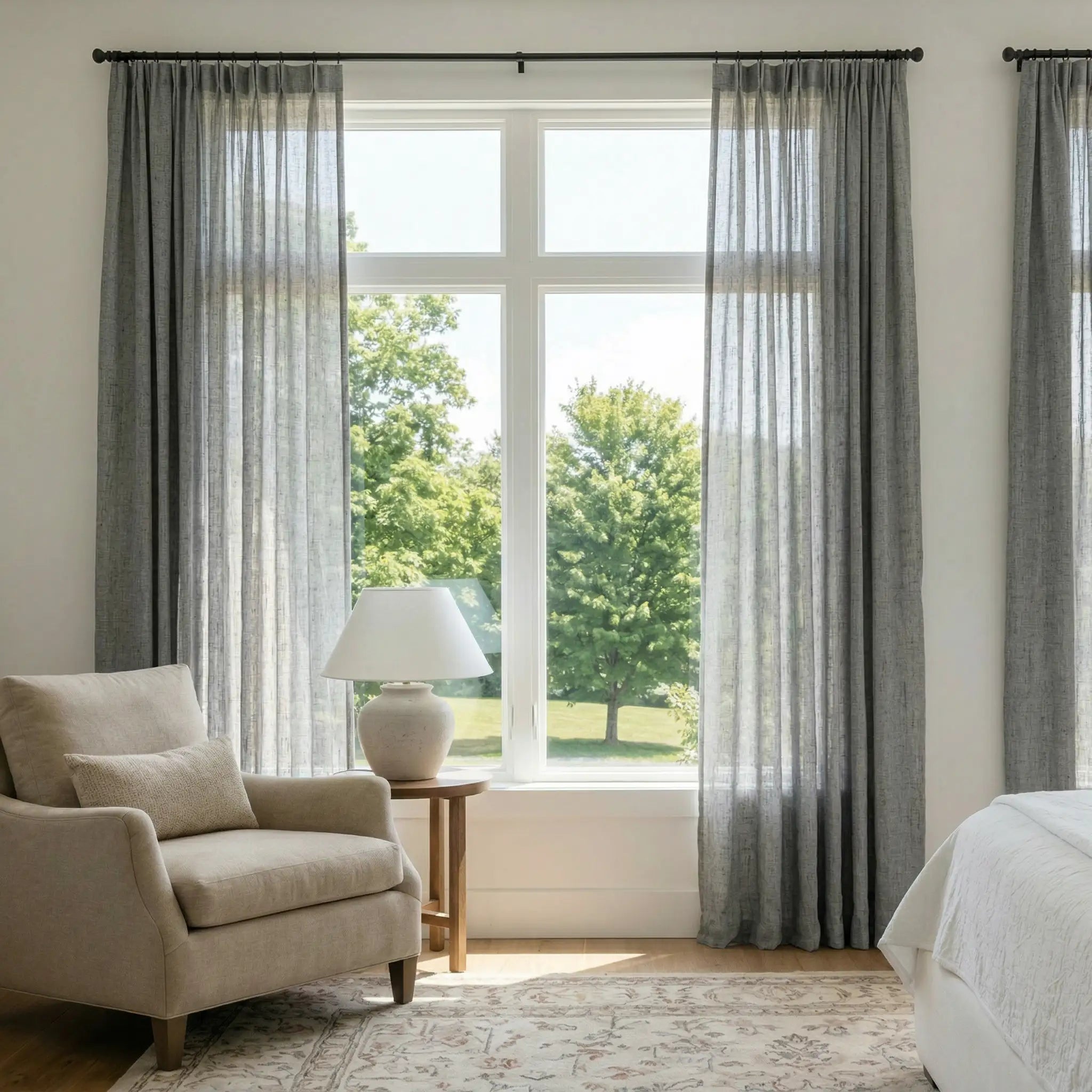 Custom Linen Semi-Blackout curtains – Natural Texture | USdrapery