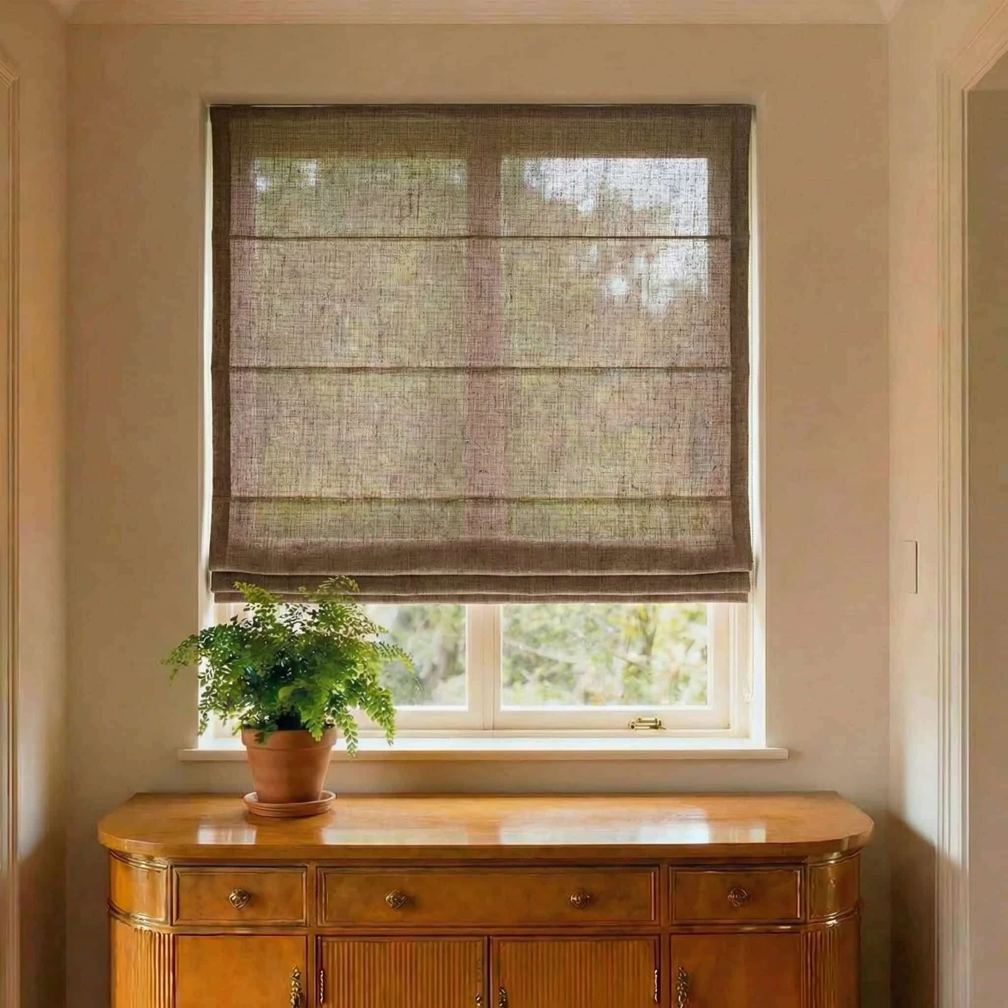 Custom Natural Breathable Light Filtering Linen Roman Shades | USdrapery