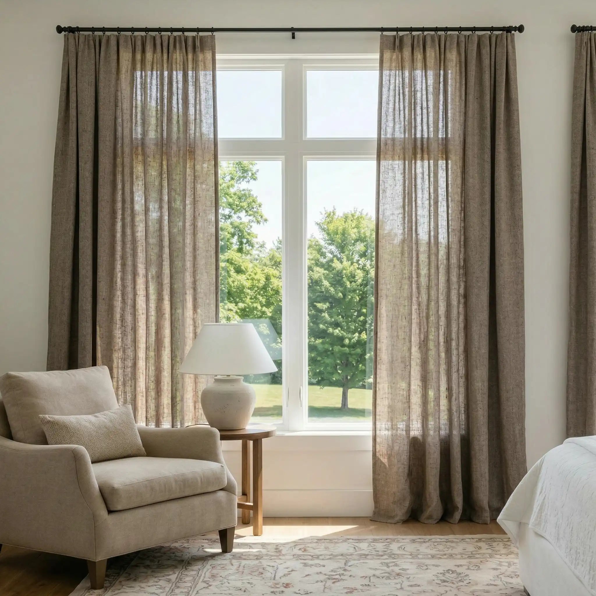 Custom Linen Semi-Blackout curtains – Natural Texture | USdrapery