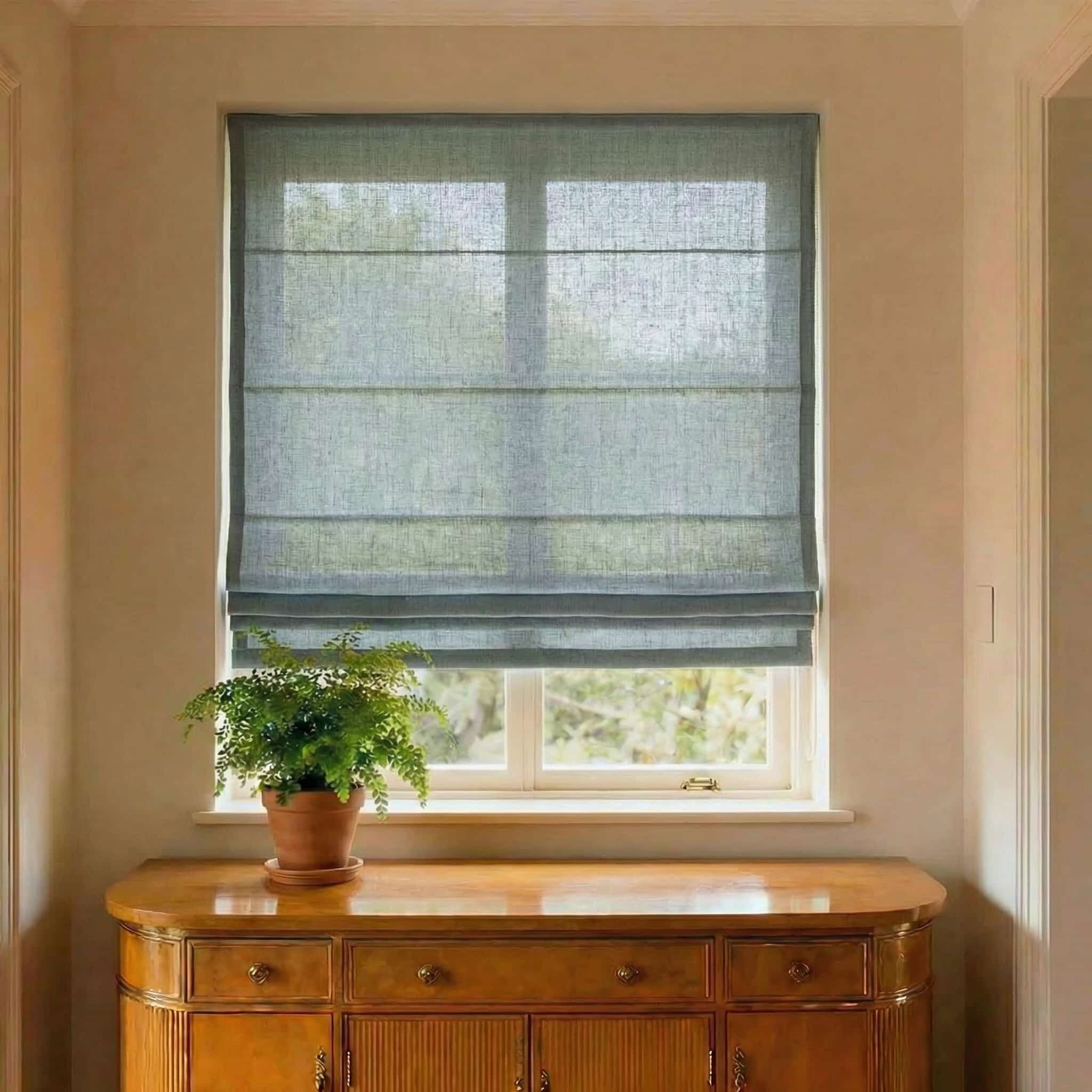 Custom Natural Breathable Light Filtering Linen Roman Shades | USdrapery