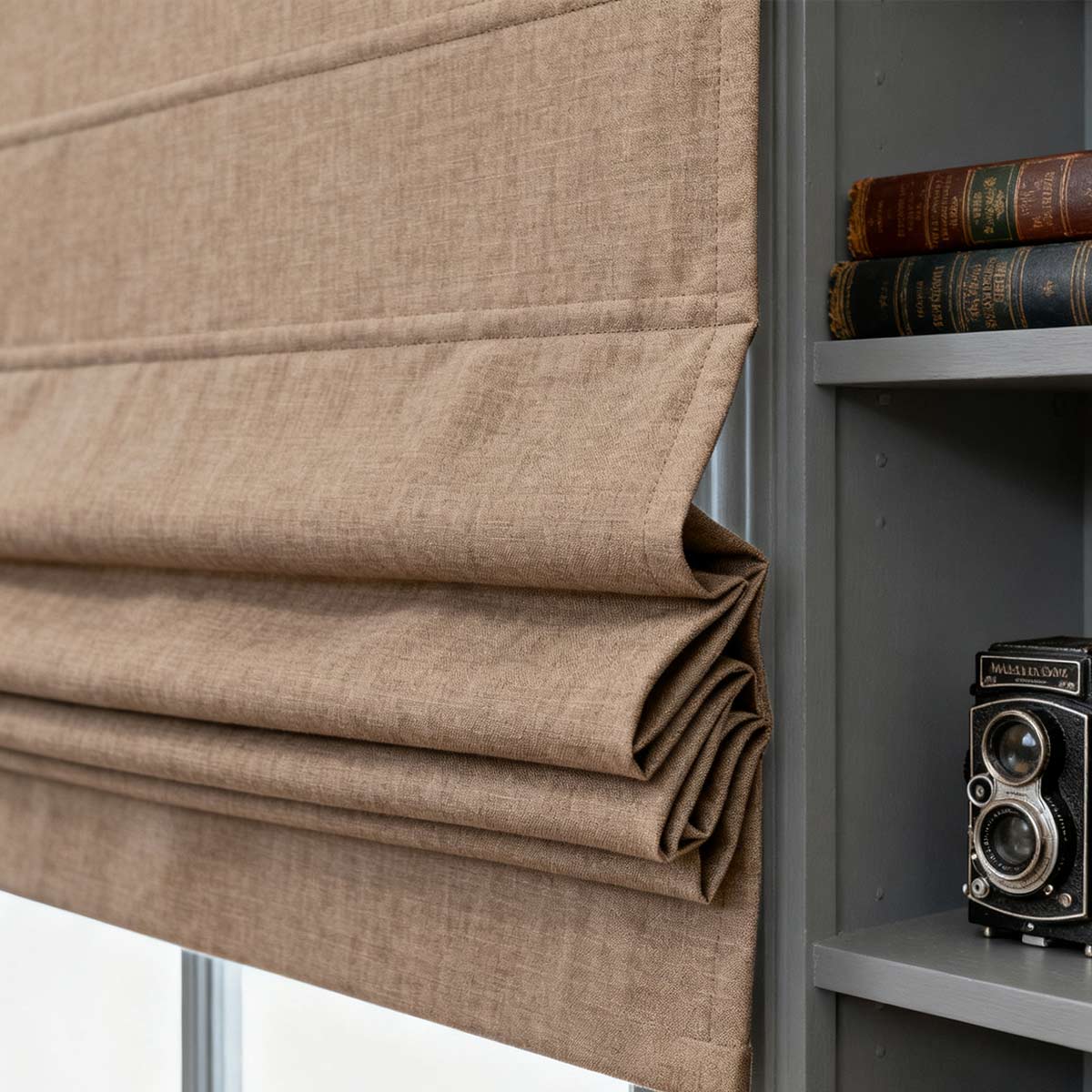 Natural Blackout Linen Roman Shades – Corded or Cordless | USdrapery