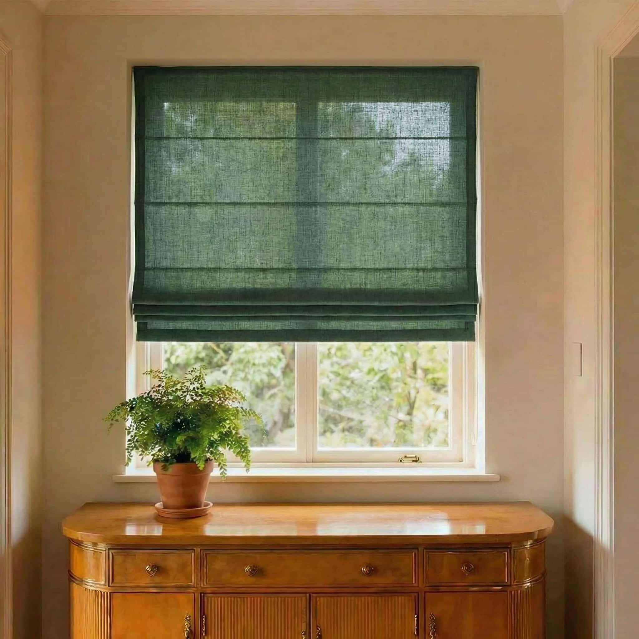 Custom Natural Breathable Light Filtering Linen Roman Shades | USdrapery