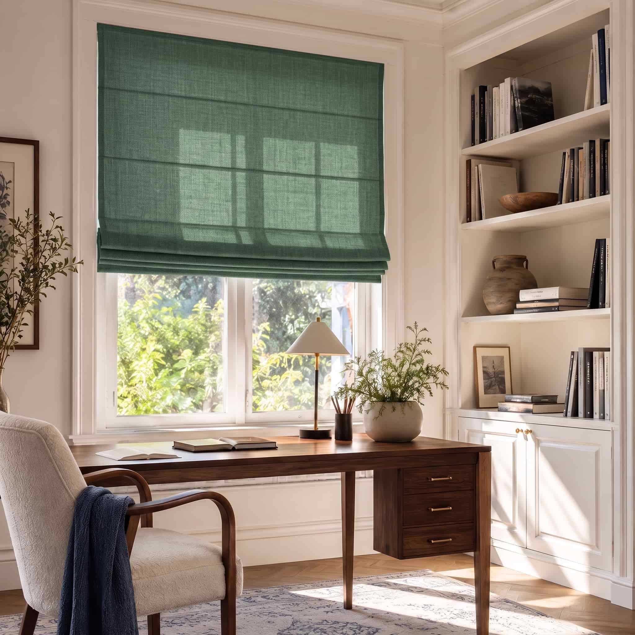 Custom Linen Roman Window Shades Cordless | USdrapery