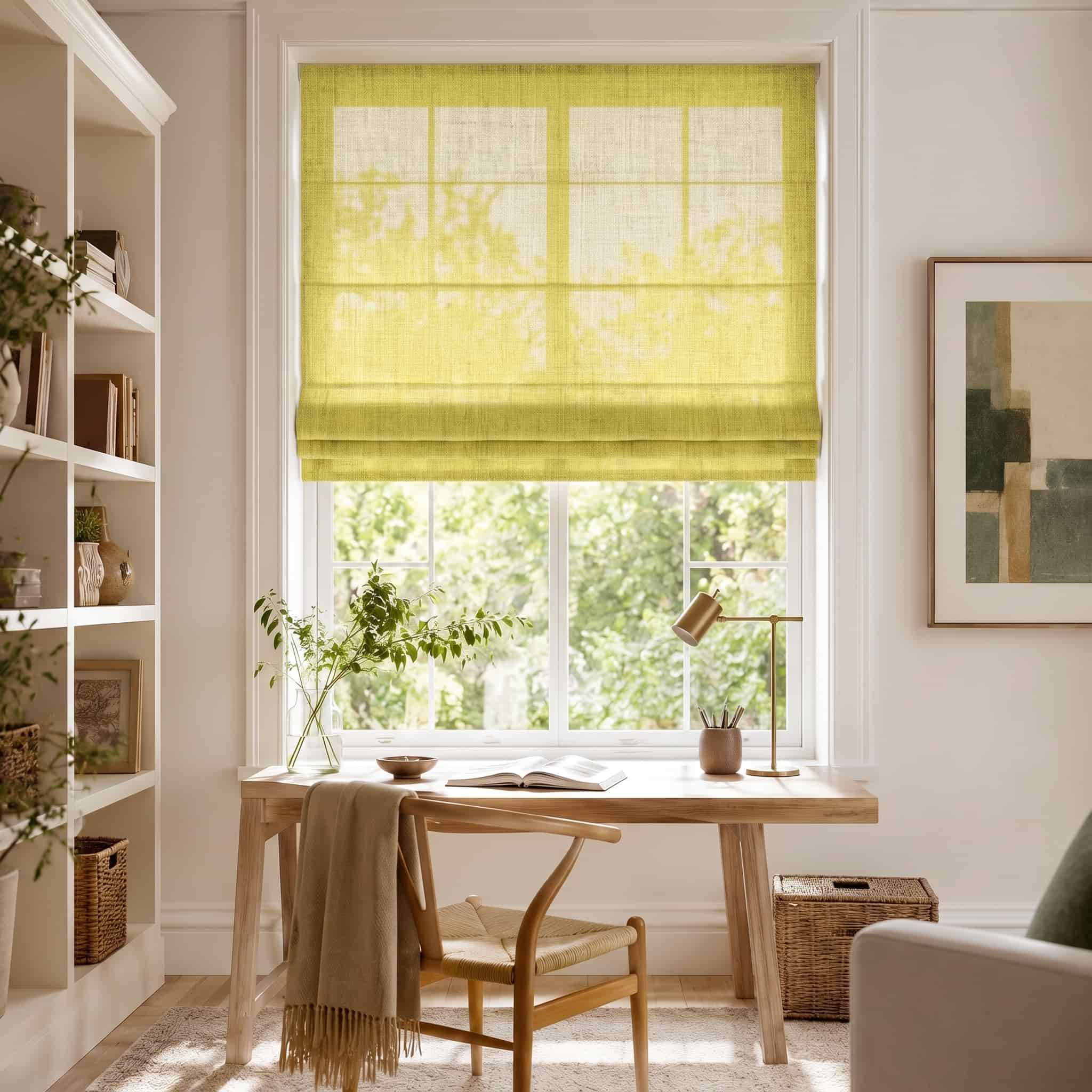 Custom Linen Roman Window Shades Cordless | USdrapery