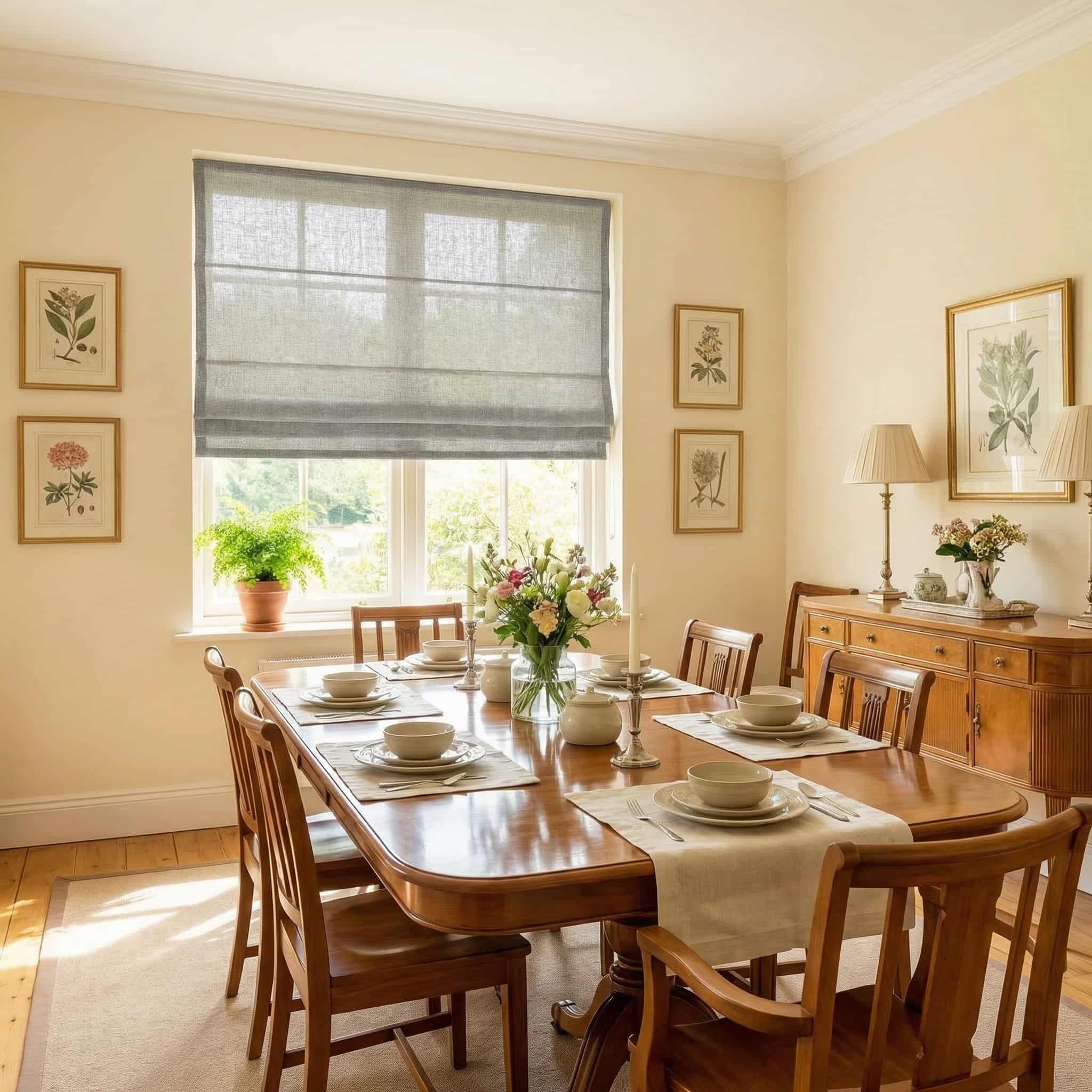 Custom Natural Breathable Light Filtering Linen Roman Shades | USdrapery