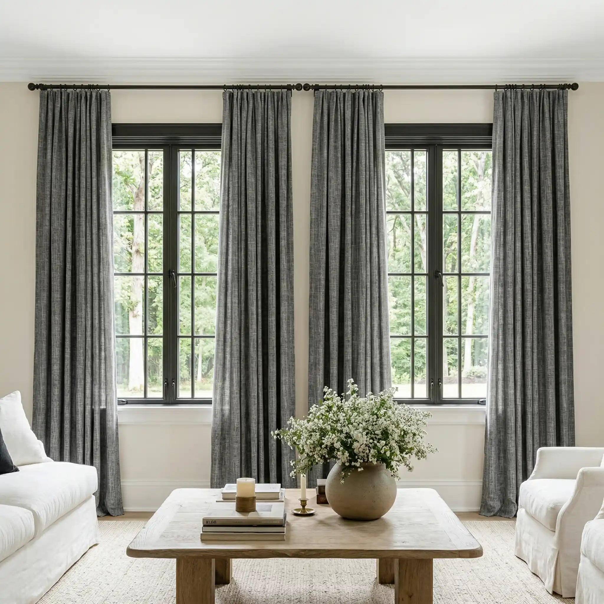 Custom 100% Blackout Heavyweight Linen Curtains | USdrapery