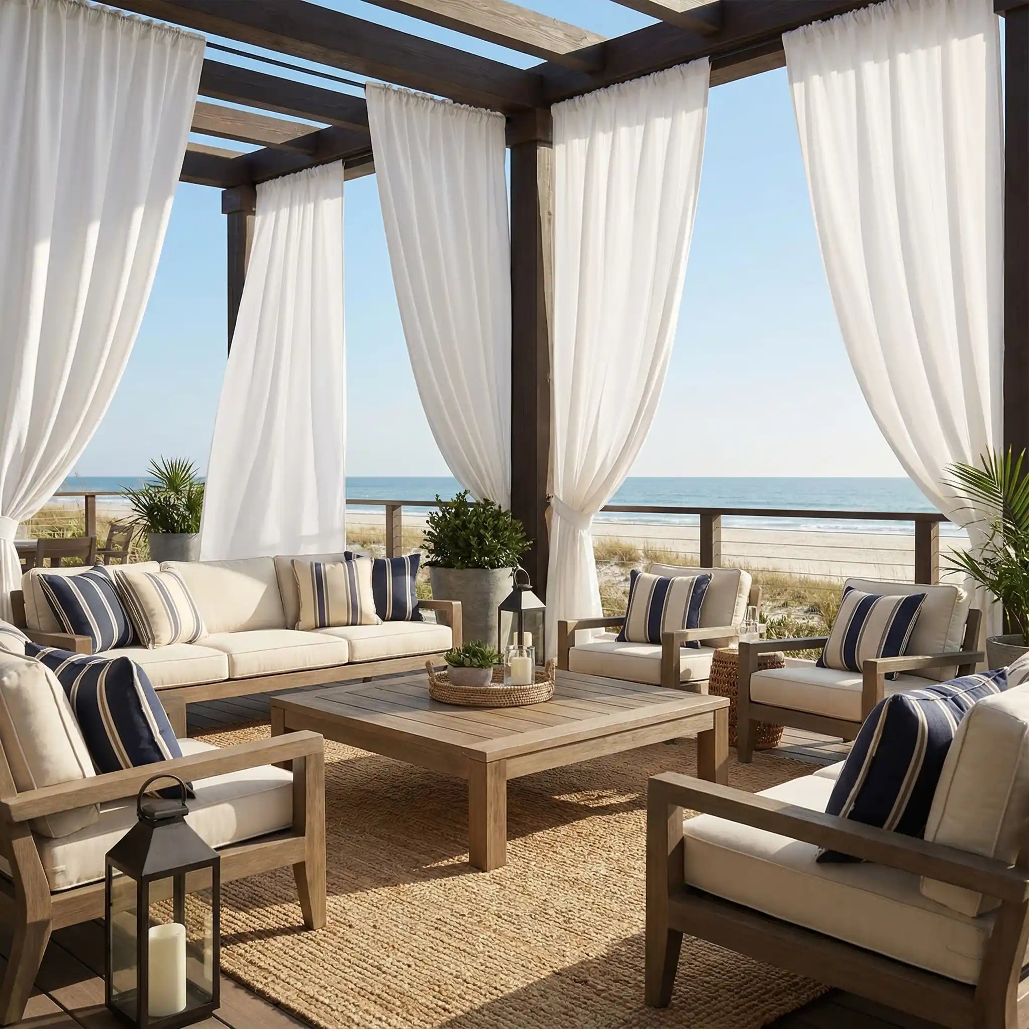Made-to-Measure Outdoor Sheer Shades – Light Filtering Patio Window Treatments | USdrapery
