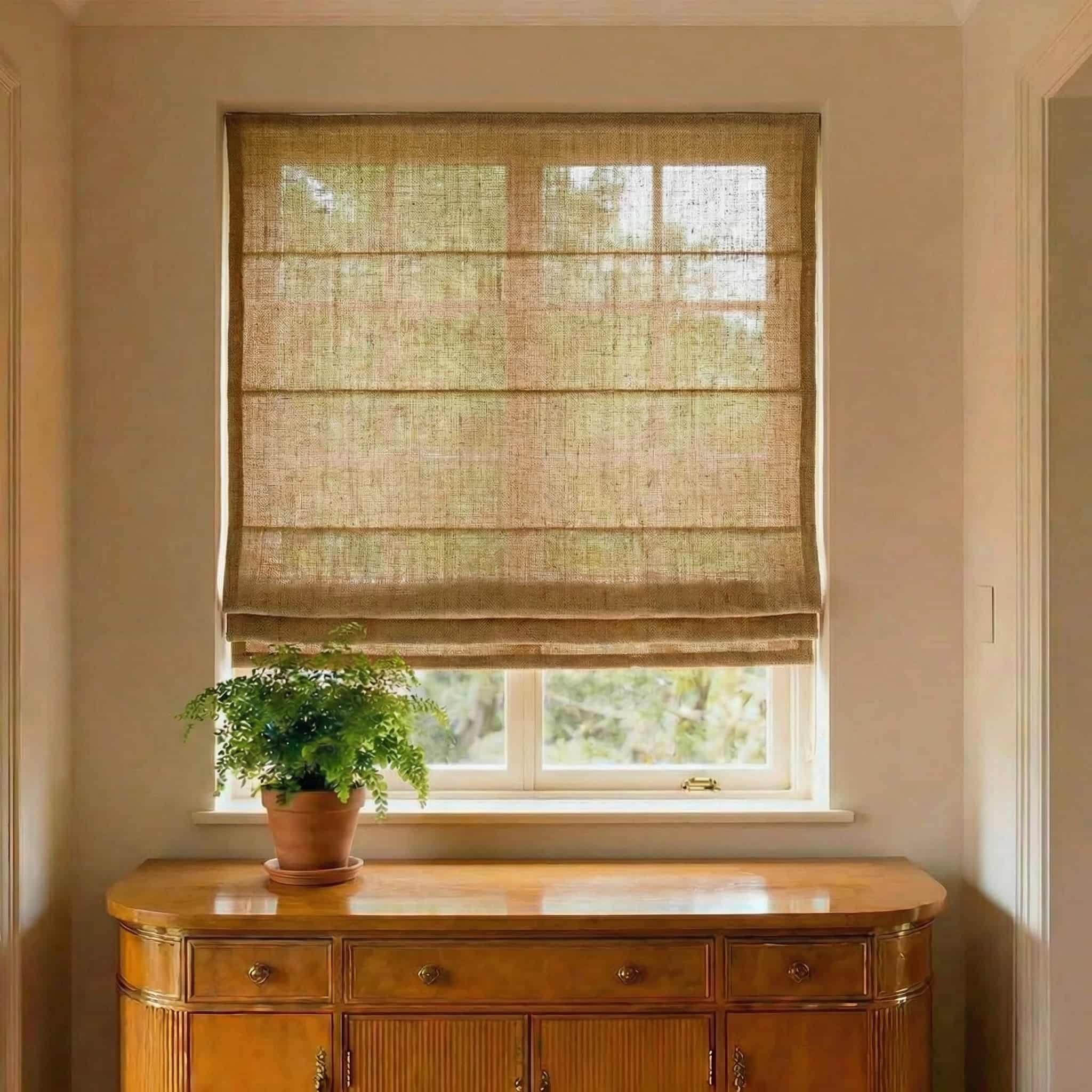Custom Natural Breathable Light Filtering Linen Roman Shades | USdrapery