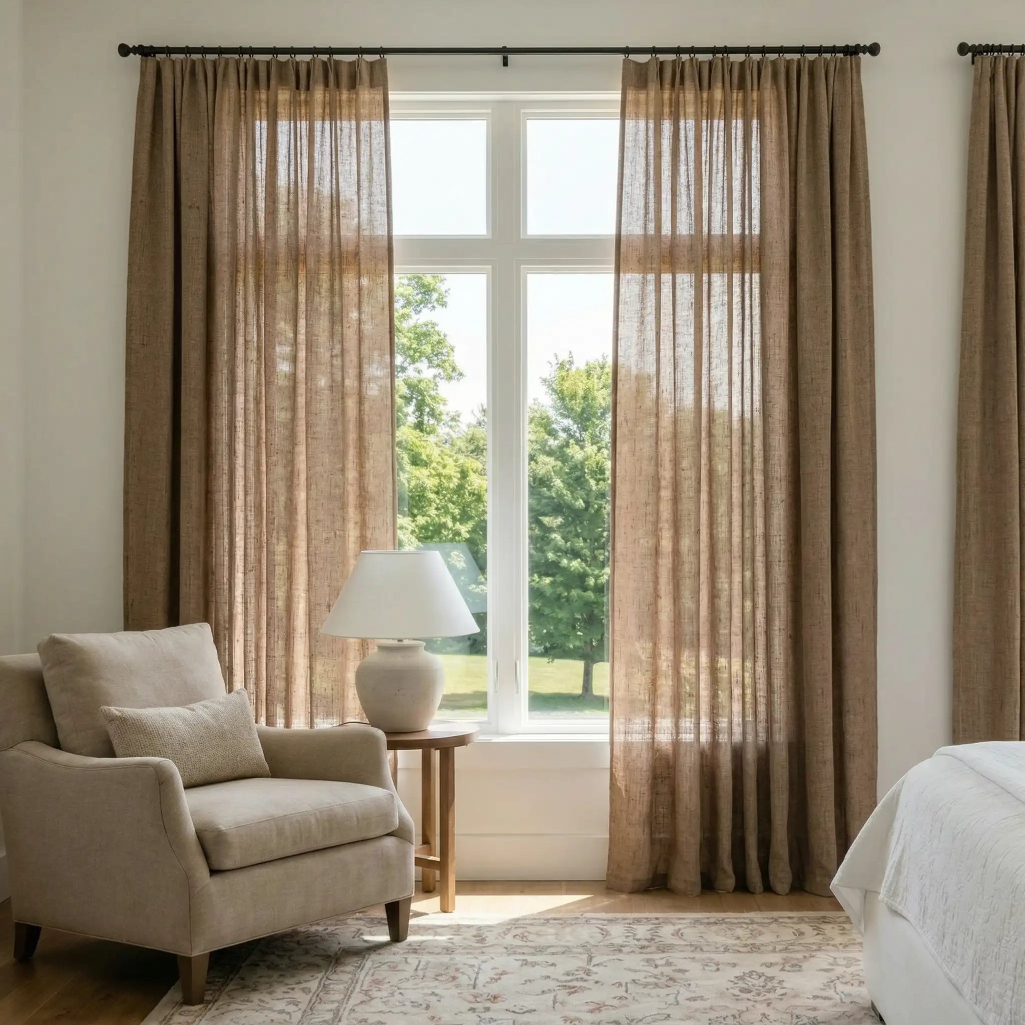 Custom Linen Semi-Blackout curtains – Natural Texture | USdrapery