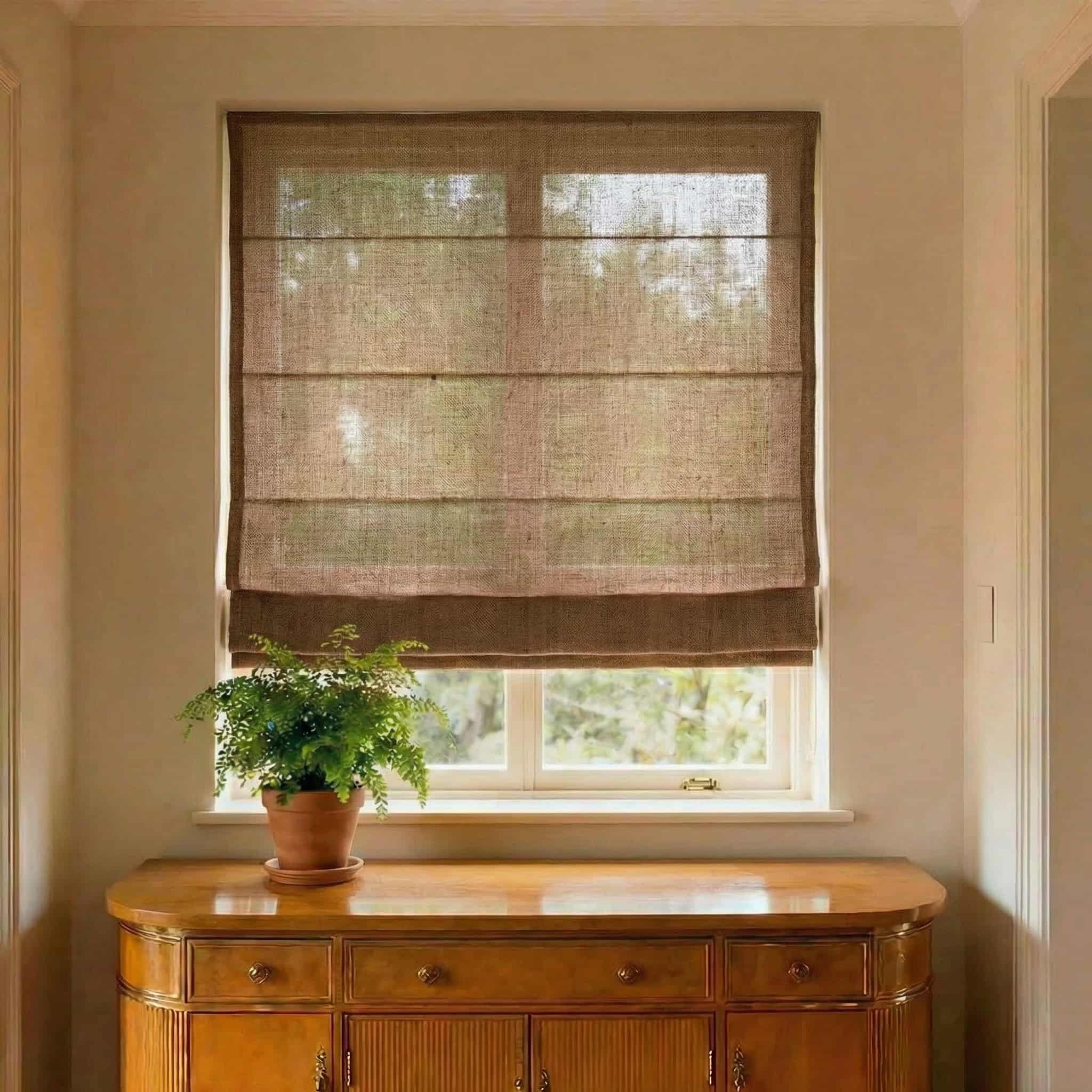 Custom Natural Breathable Light Filtering Linen Roman Shades | USdrapery