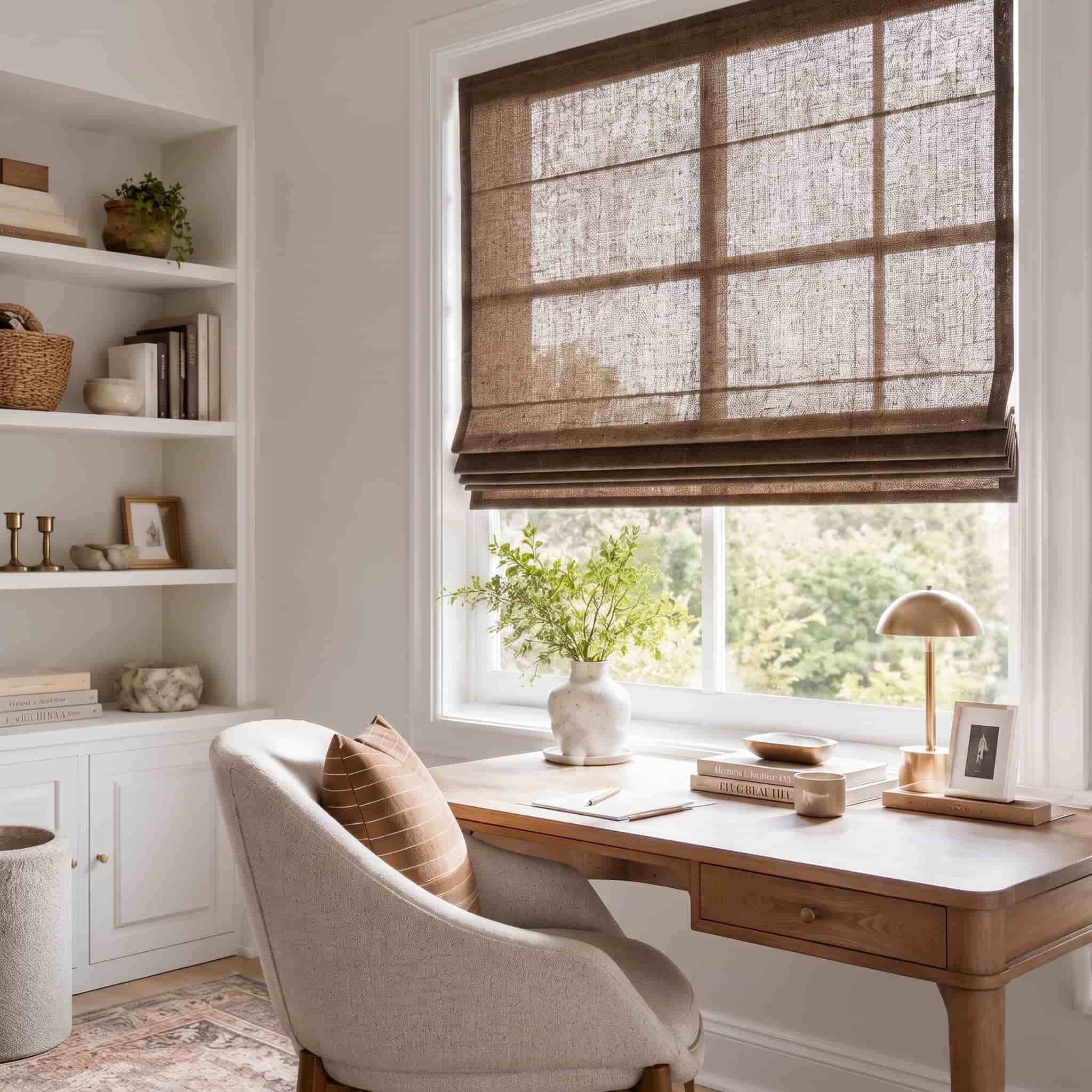 Custom Linen Roman Window Shades Cordless | USdrapery