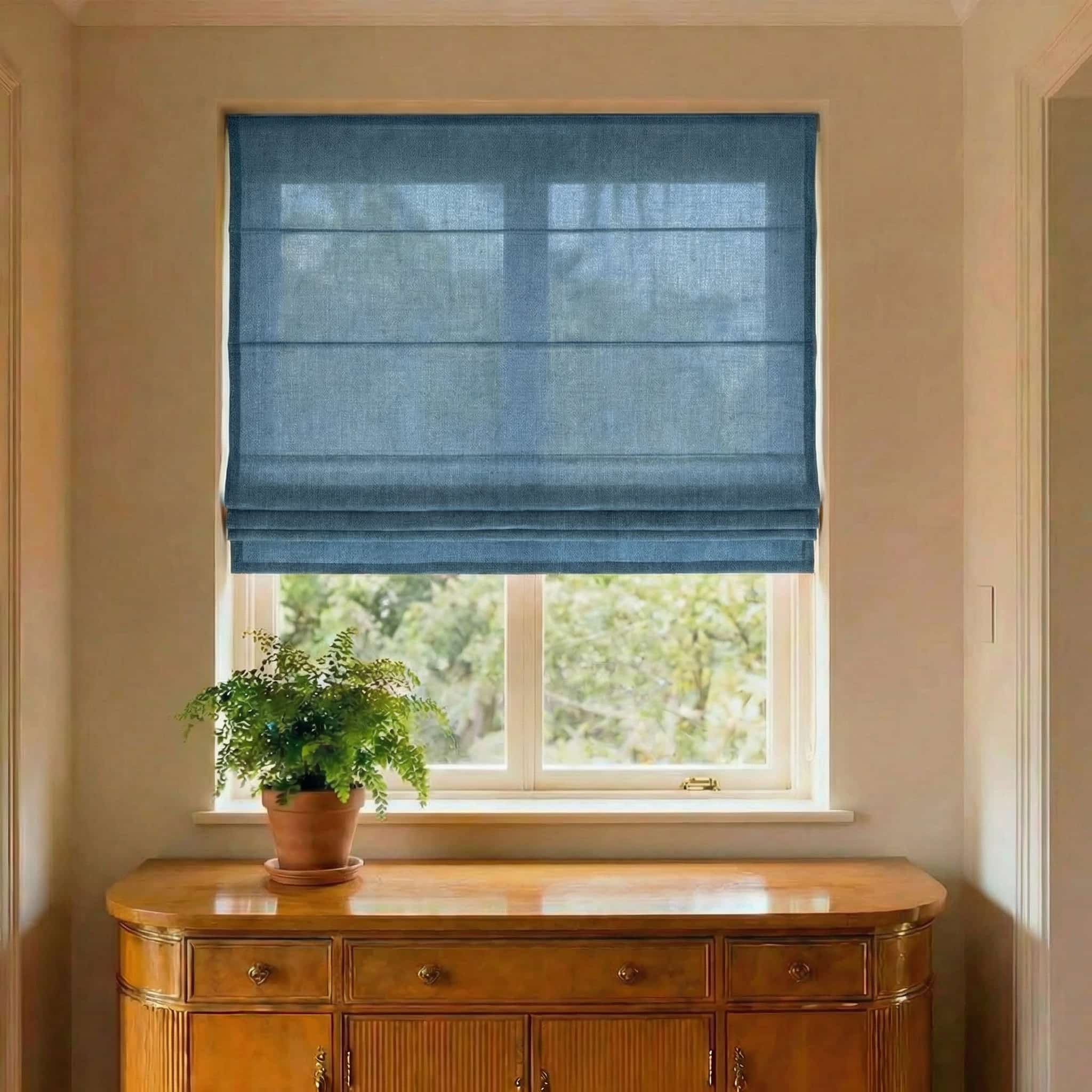 Custom Natural Breathable Light Filtering Linen Roman Shades | USdrapery