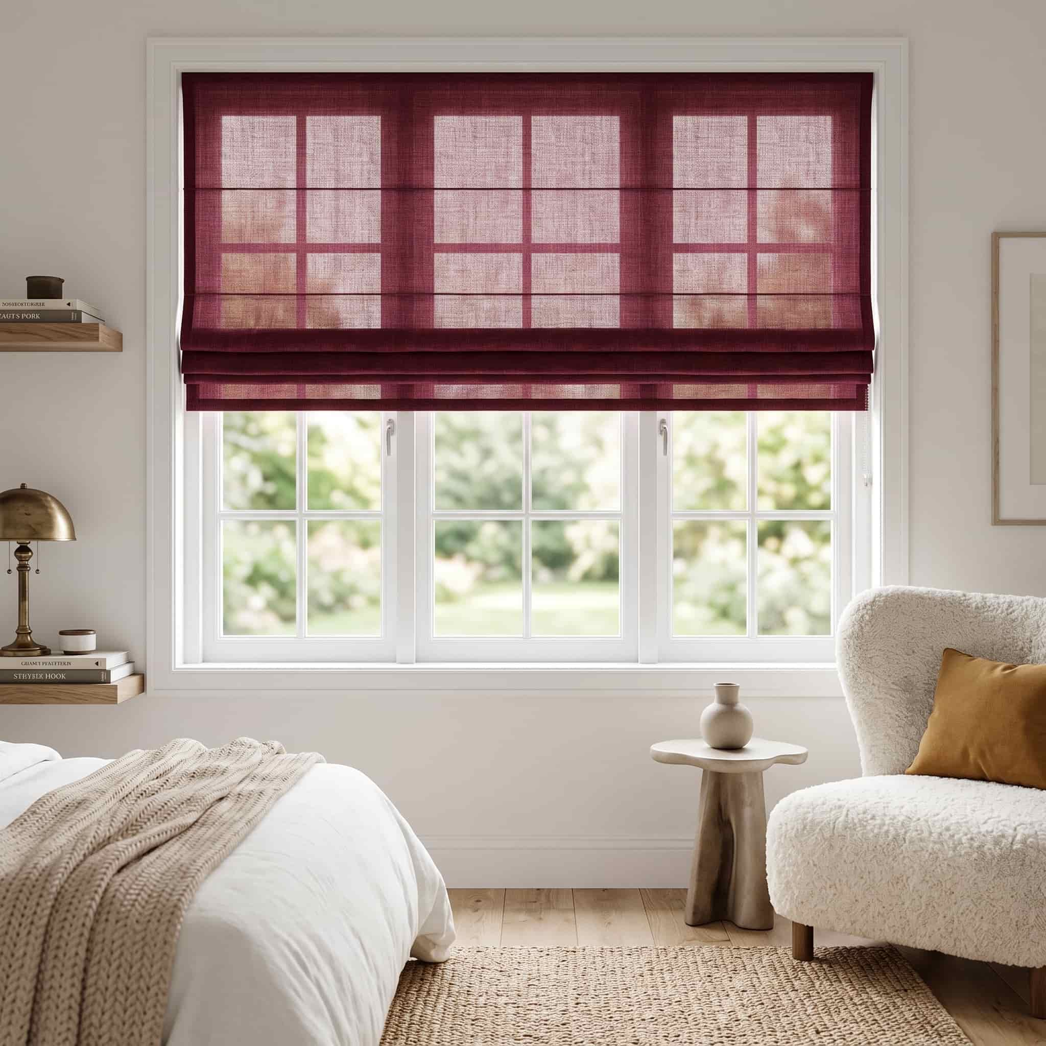 Custom Linen Roman Window Shades Cordless | USdrapery