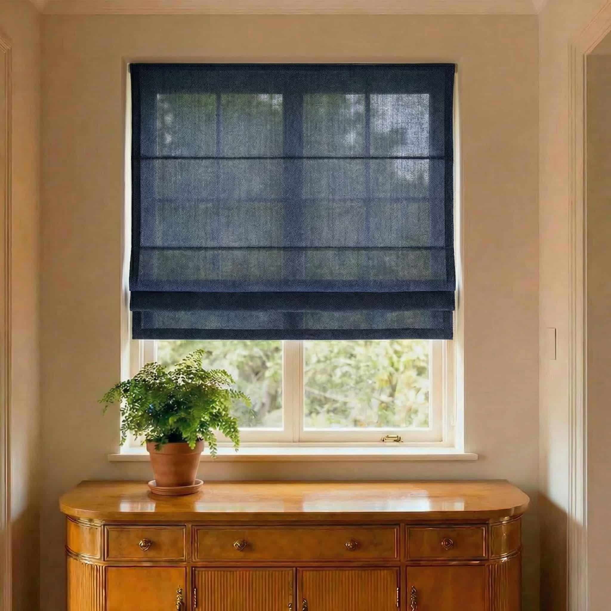 Custom Natural Breathable Light Filtering Linen Roman Shades | USdrapery