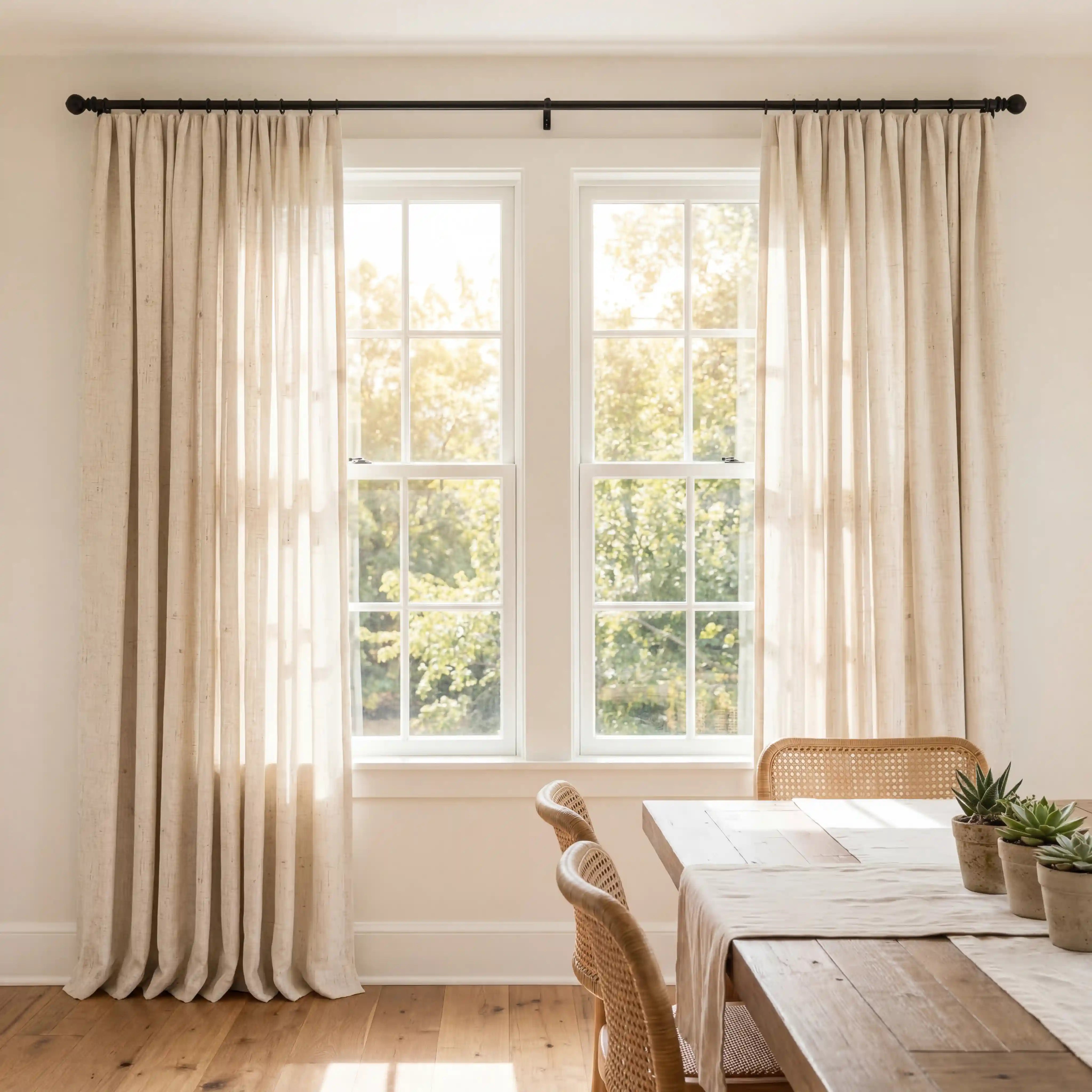 Custom Linen Semi-Blackout curtains – Natural Texture | USdrapery