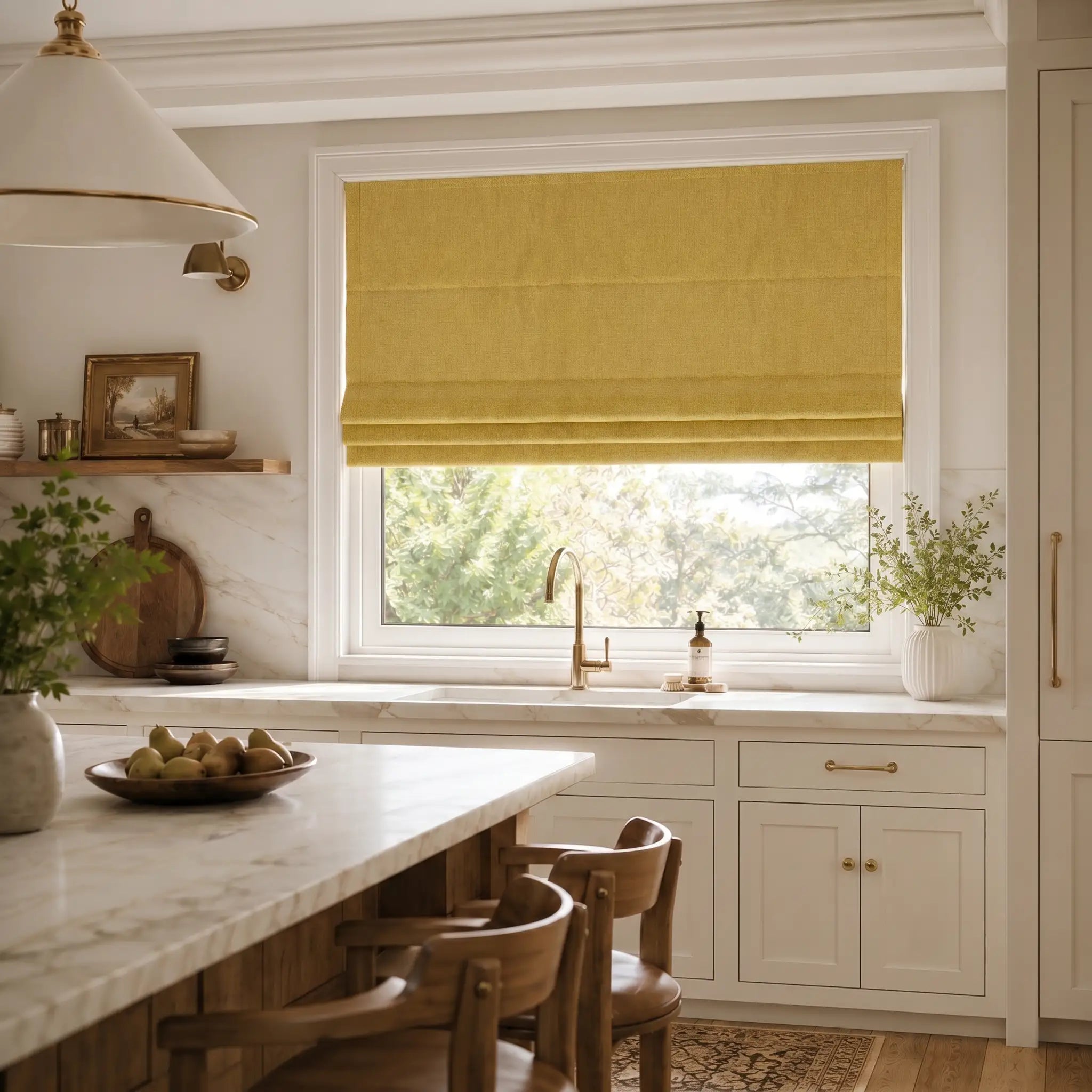 Custom Blackout Roman Shades for Modern Living Room | USdrapery