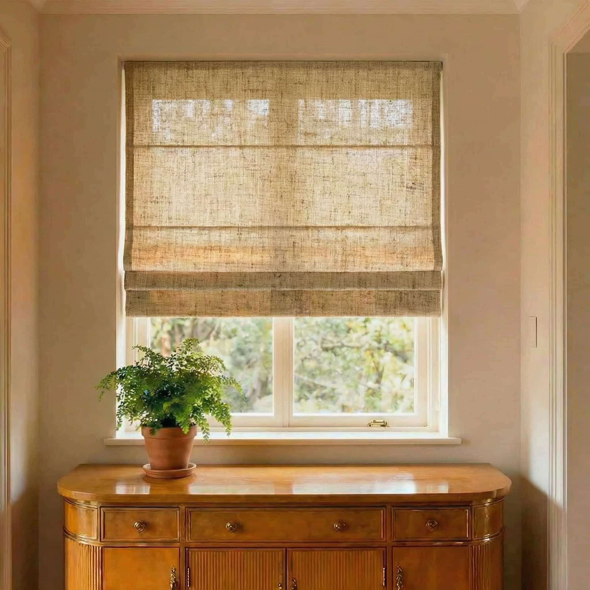 Custom Natural Breathable Light Filtering Linen Roman Shades | USdrapery