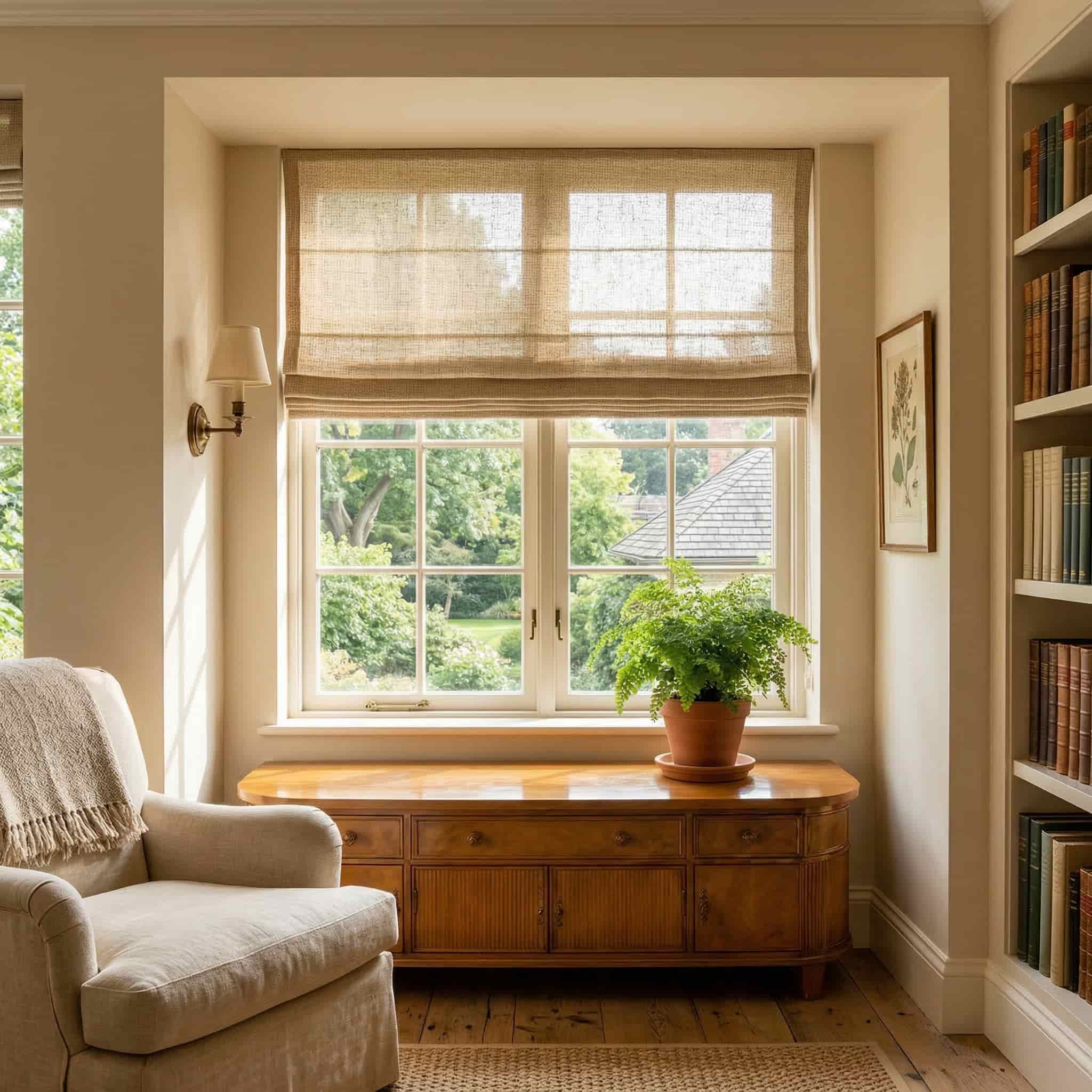 Custom Natural Breathable Light Filtering Linen Roman Shades | USdrapery