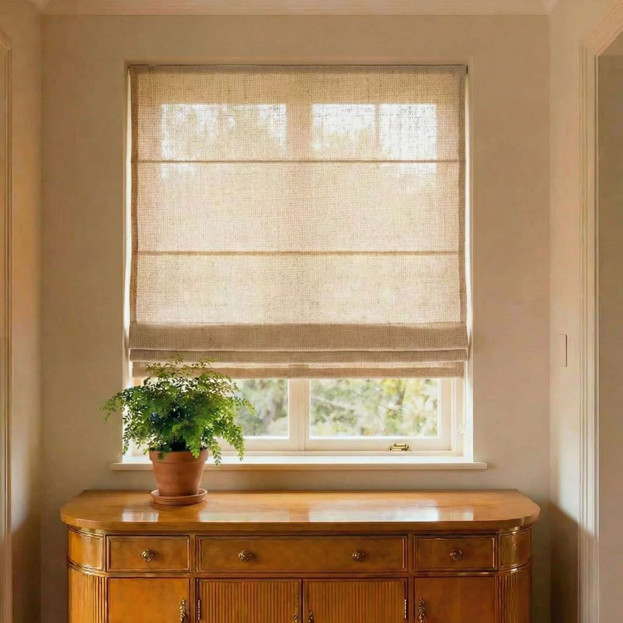 Custom Natural Breathable Light Filtering Linen Roman Shades | USdrapery