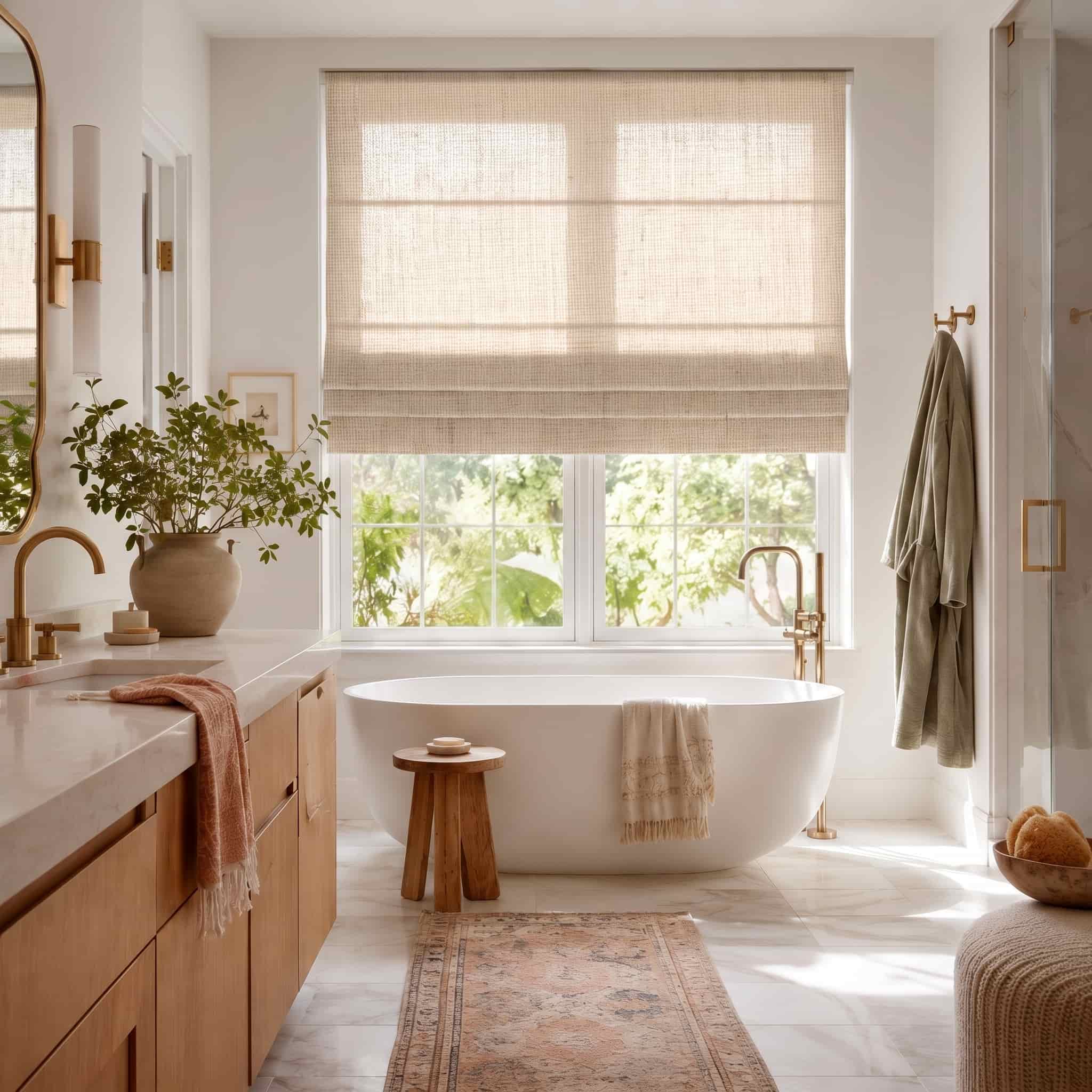 Custom Linen Roman Window Shades Cordless | USdrapery