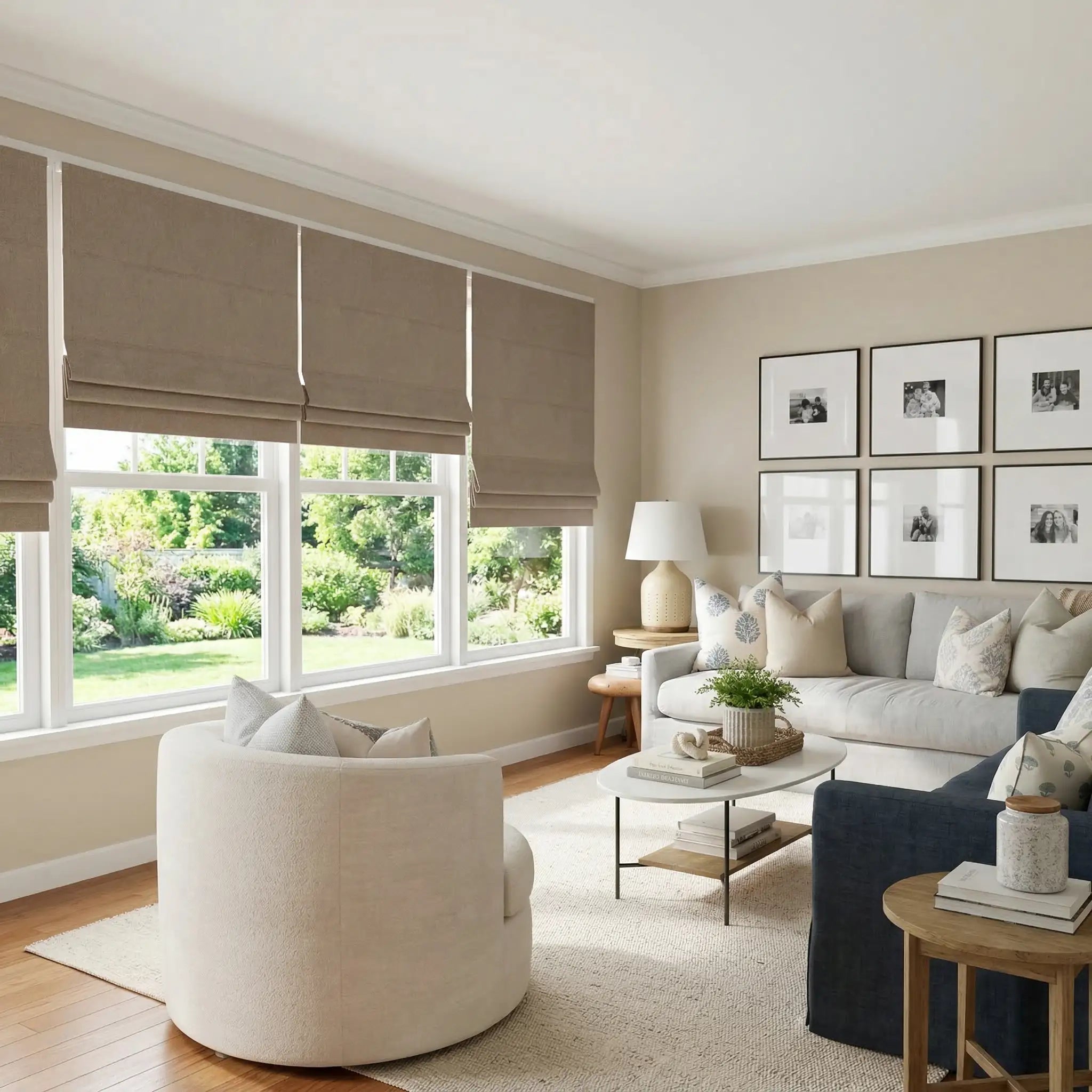 Custom Premium Linen 100% Blackout Roman Shades | USdrapery