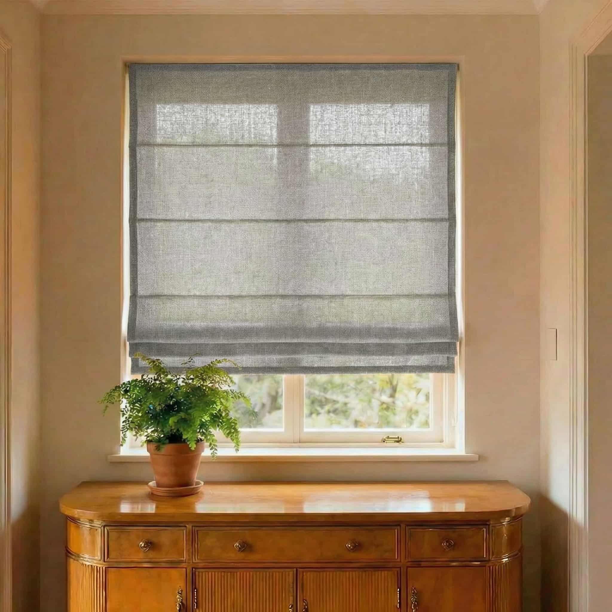 Custom Natural Breathable Light Filtering Linen Roman Shades | USdrapery