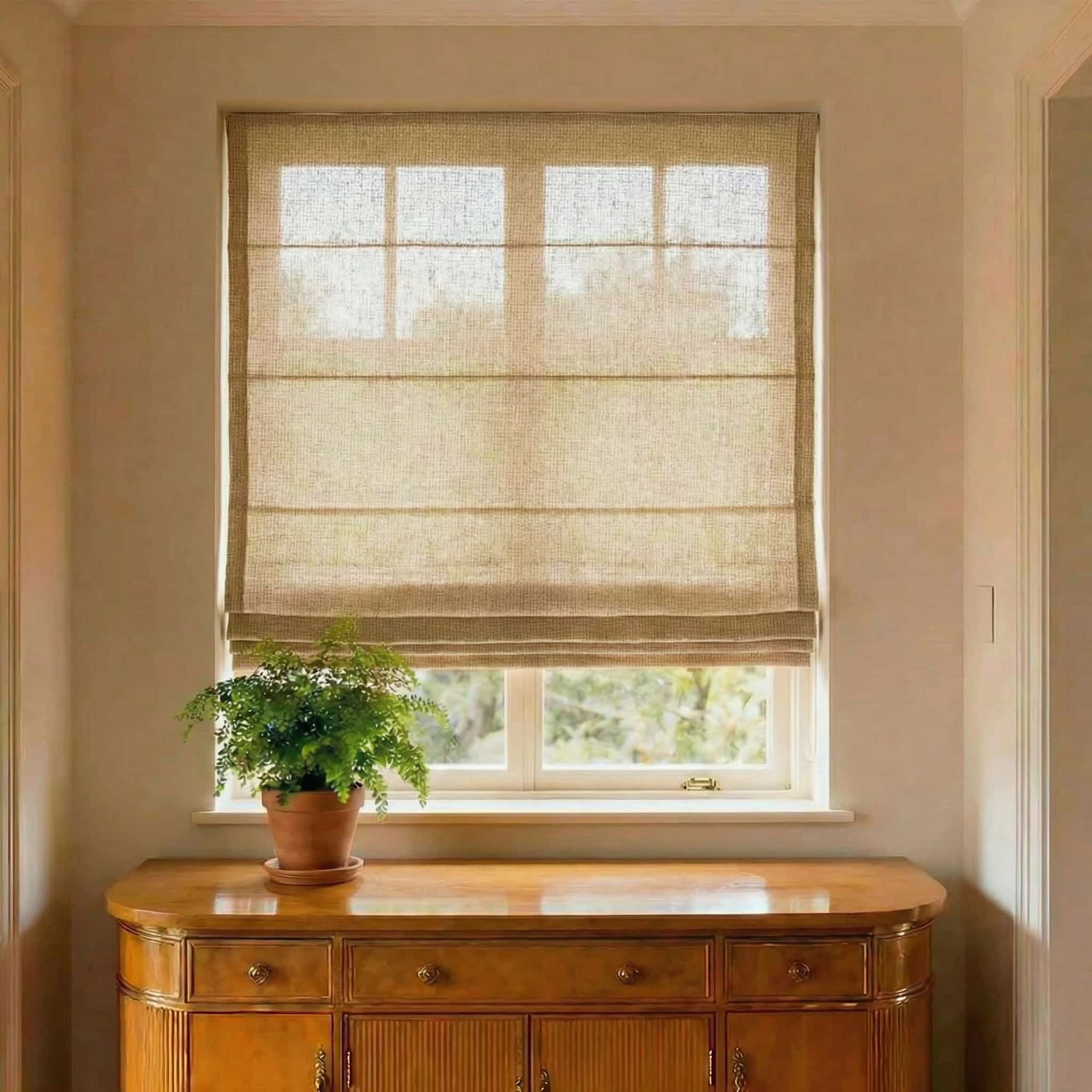 Custom Natural Breathable Light Filtering Linen Roman Shades | USdrapery