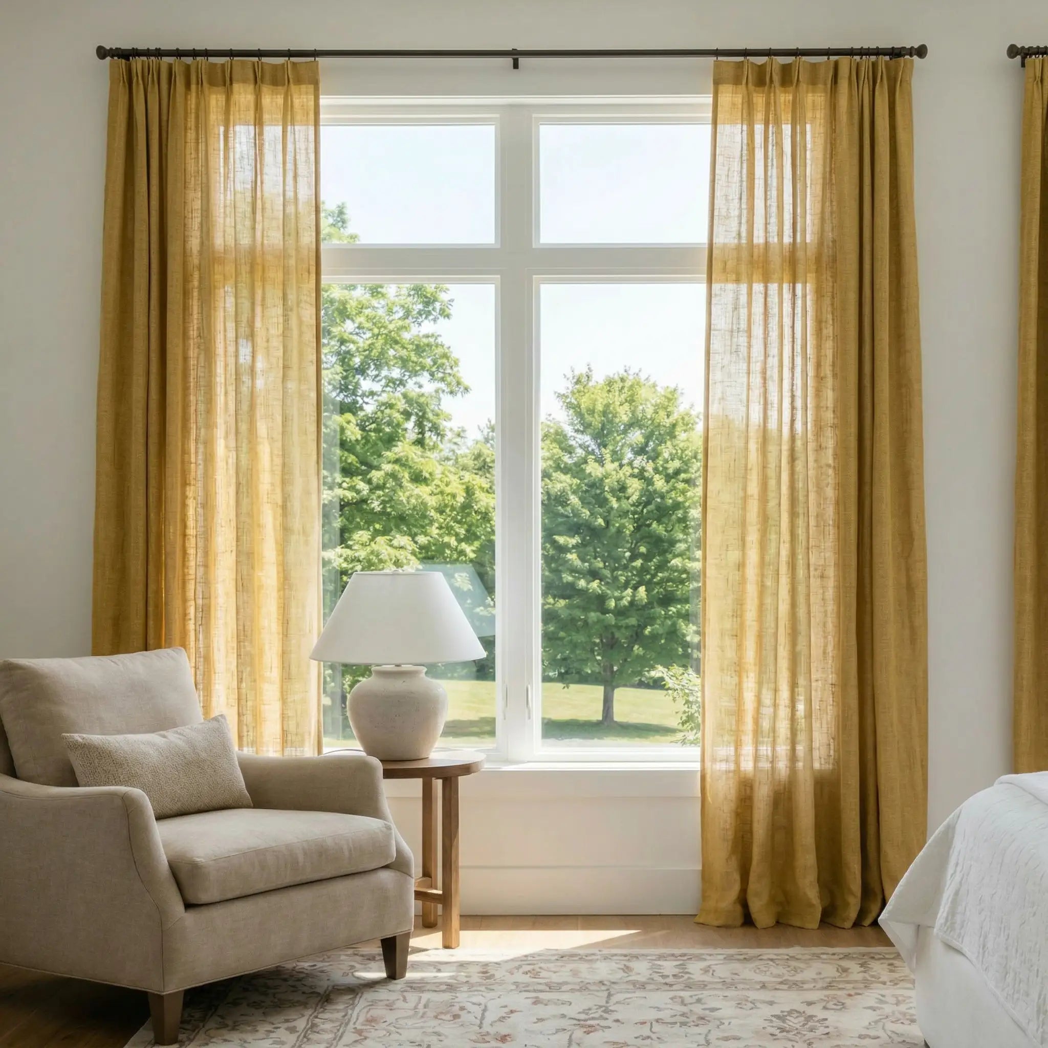 Custom Linen Semi-Blackout curtains – Natural Texture | USdrapery