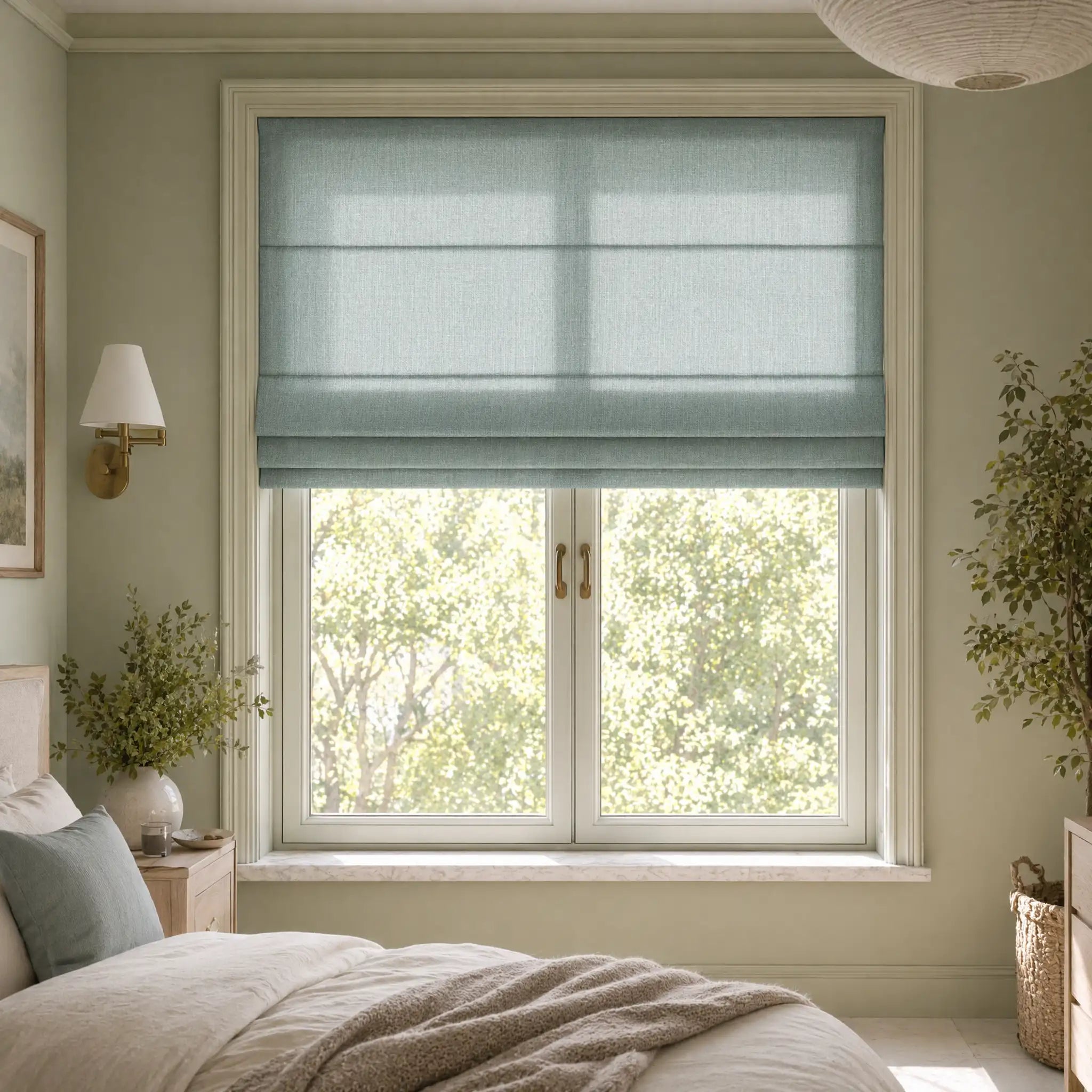 Custom Linen Cordless Roman Shades | USdrapery