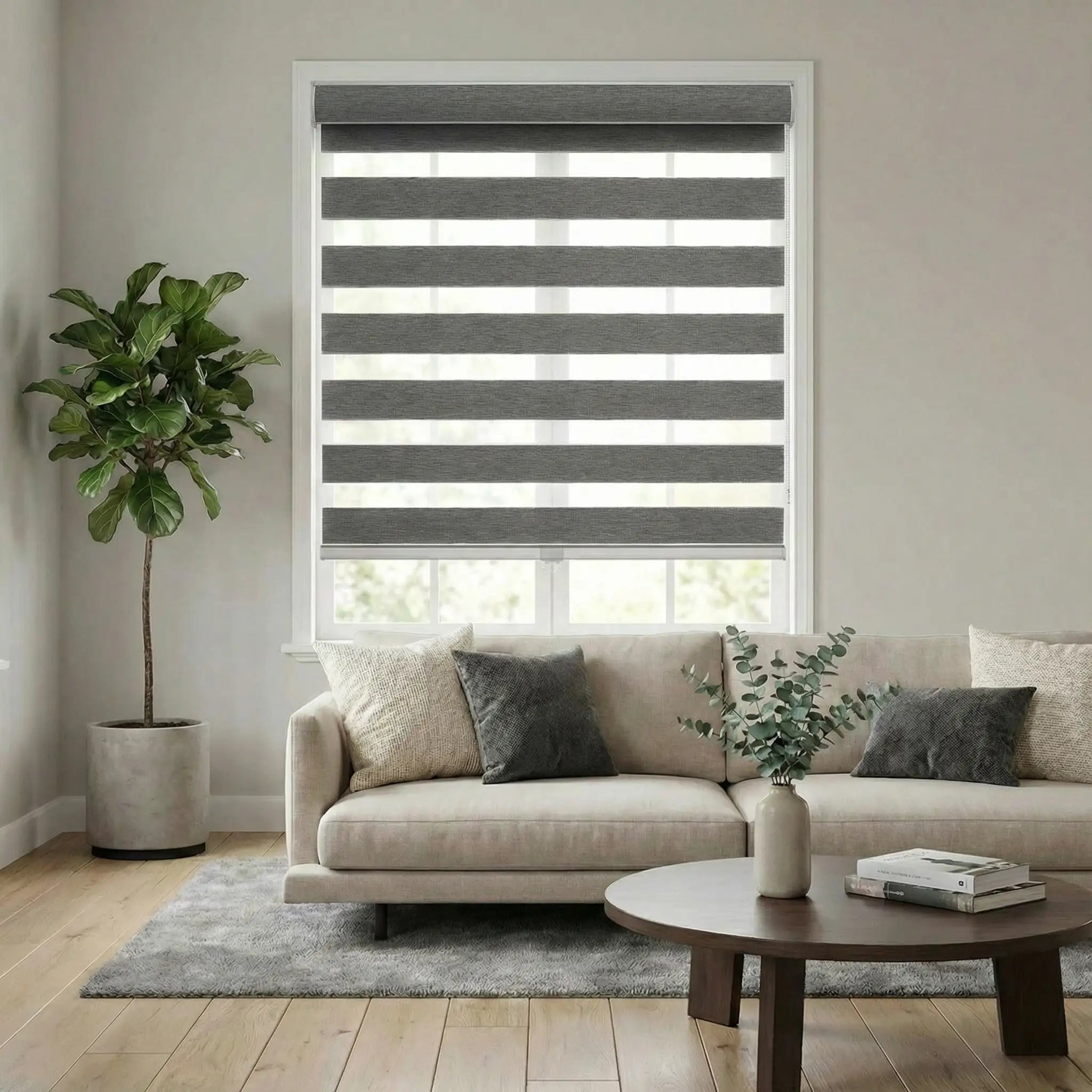 Custom Zebra Shades Made to Measure – Dual Layer Window Blinds with Light Control | USdrapery