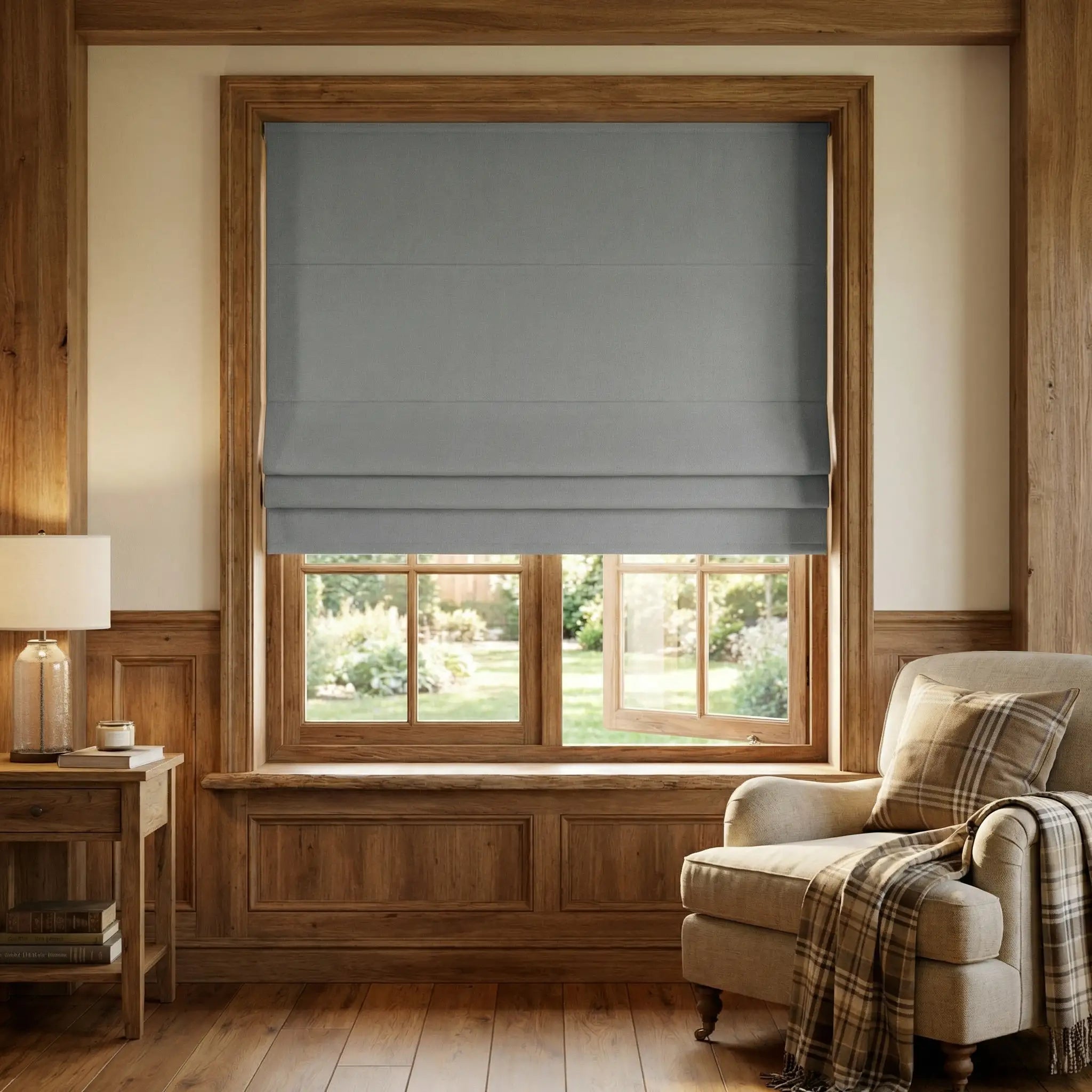 Natural Blackout Linen Roman Shades – Corded or Cordless | USdrapery