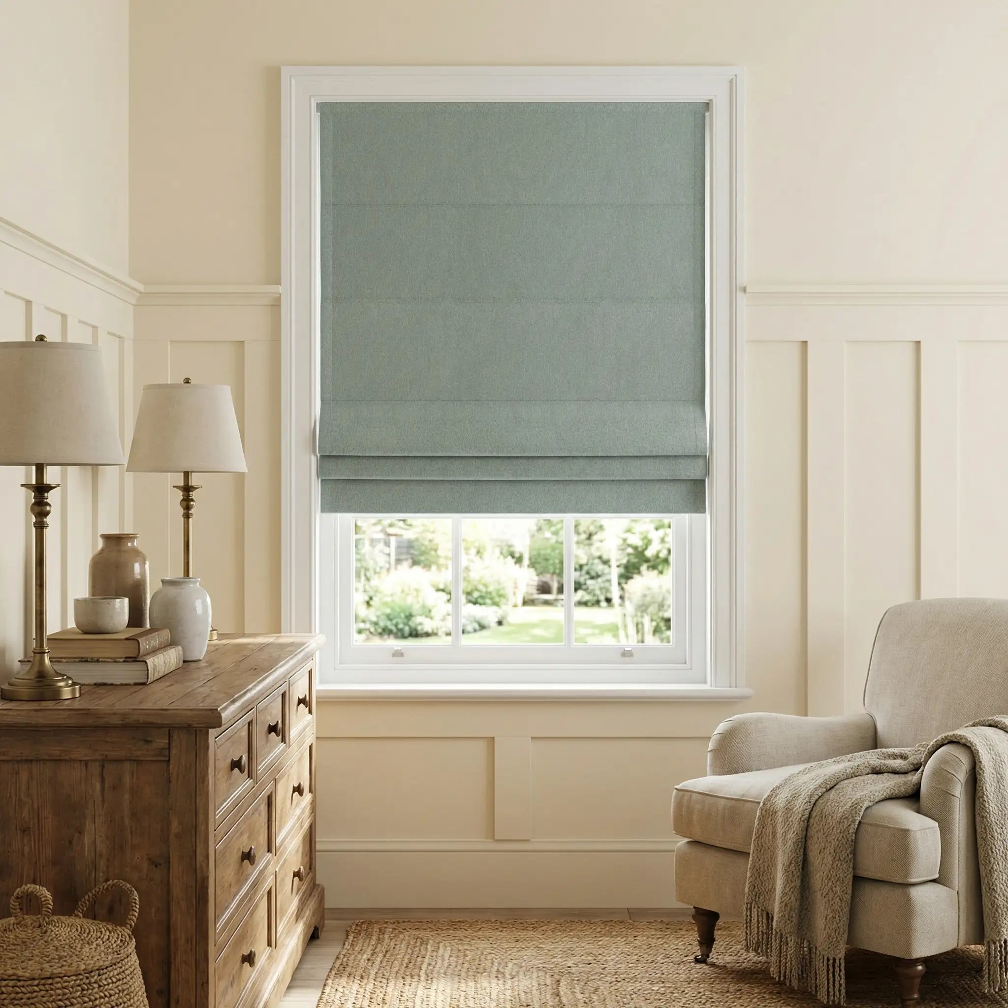 Natural Blackout Linen Roman Shades – Corded or Cordless | USdrapery