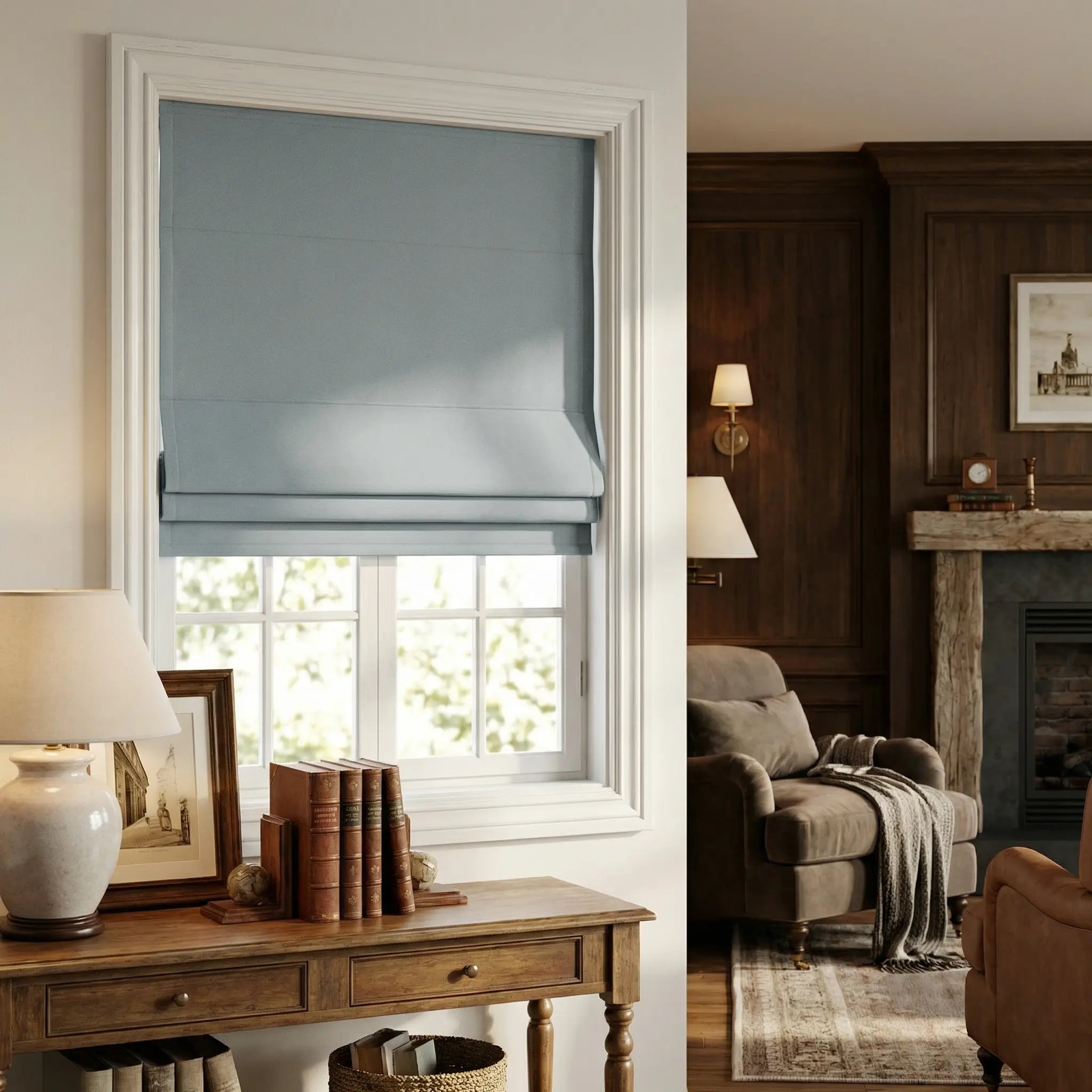 Natural Blackout Linen Roman Shades – Corded or Cordless | USdrapery
