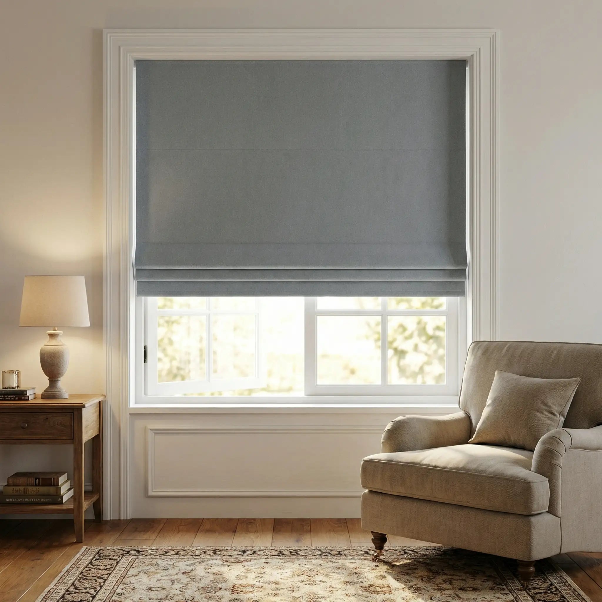 Natural Blackout Linen Roman Shades – Corded or Cordless | USdrapery