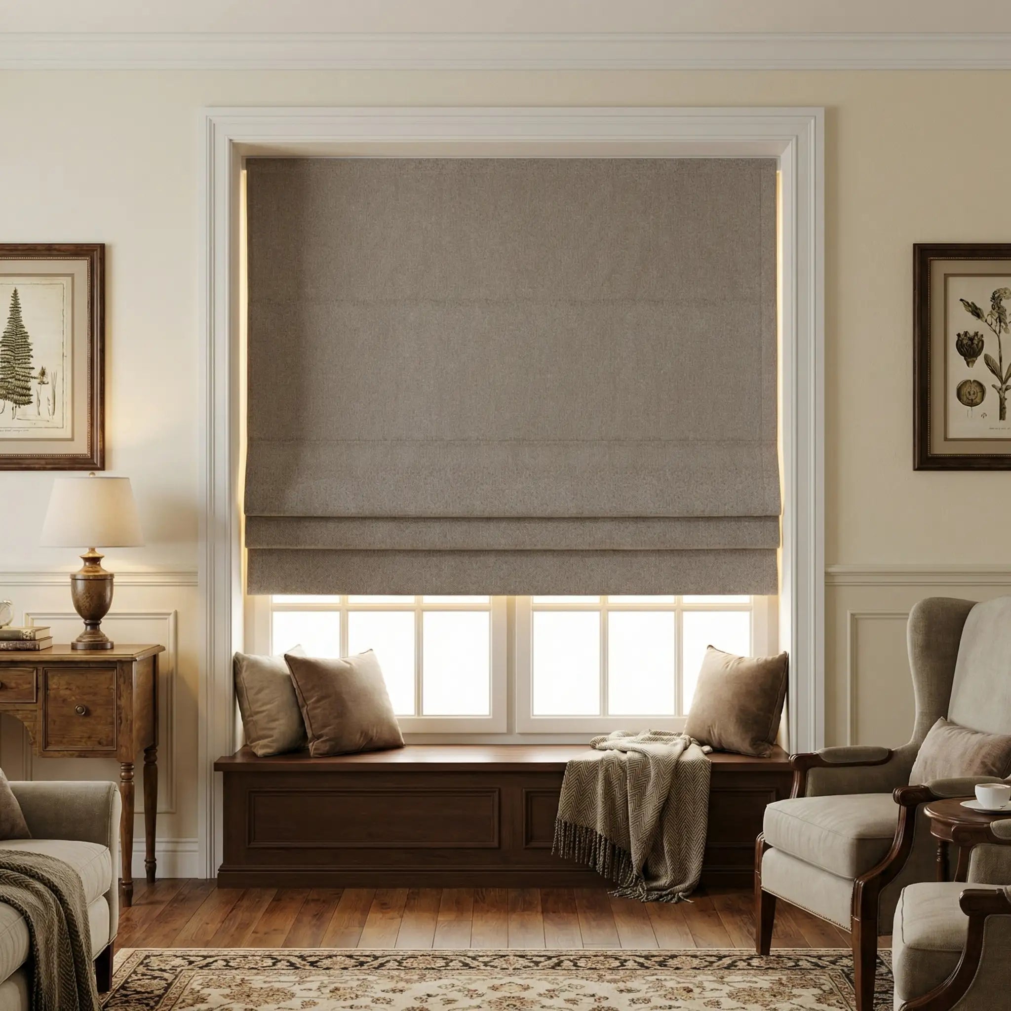 Natural Blackout Linen Roman Shades – Corded or Cordless | USdrapery