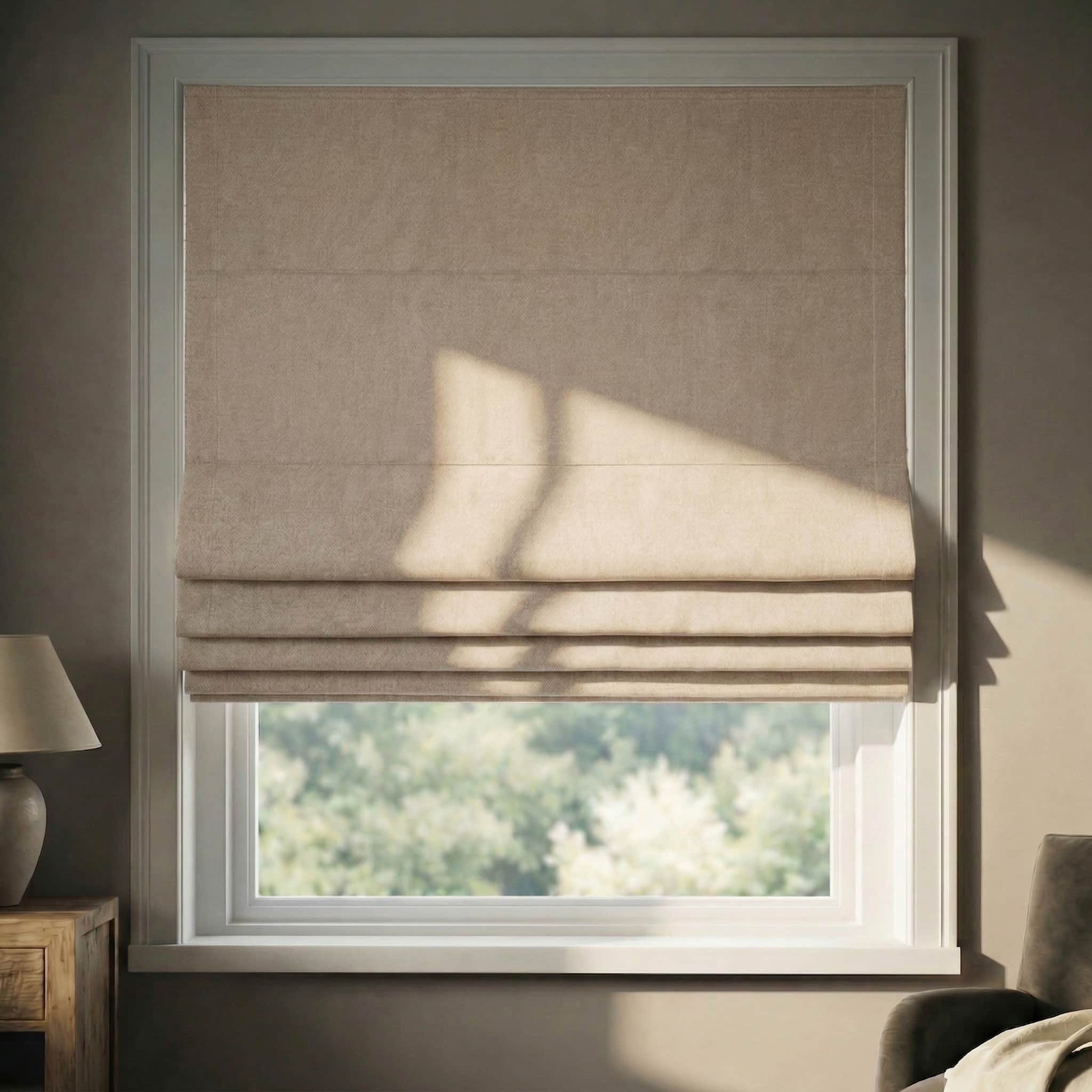 Custom Premium Linen 100% Blackout Roman Shades | USdrapery