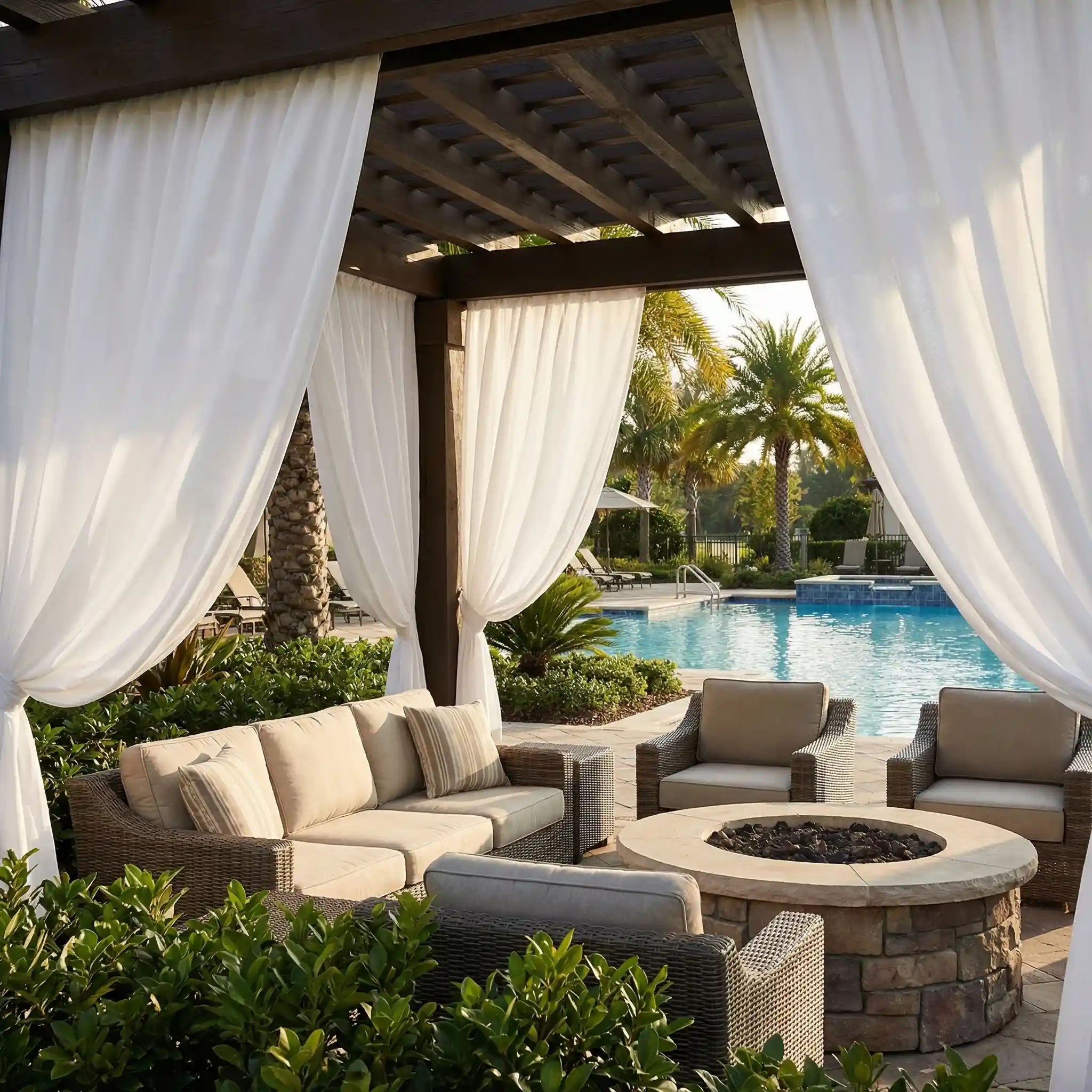 Made-to-Measure Outdoor Sheer Shades – Light Filtering Patio Window Treatments | USdrapery