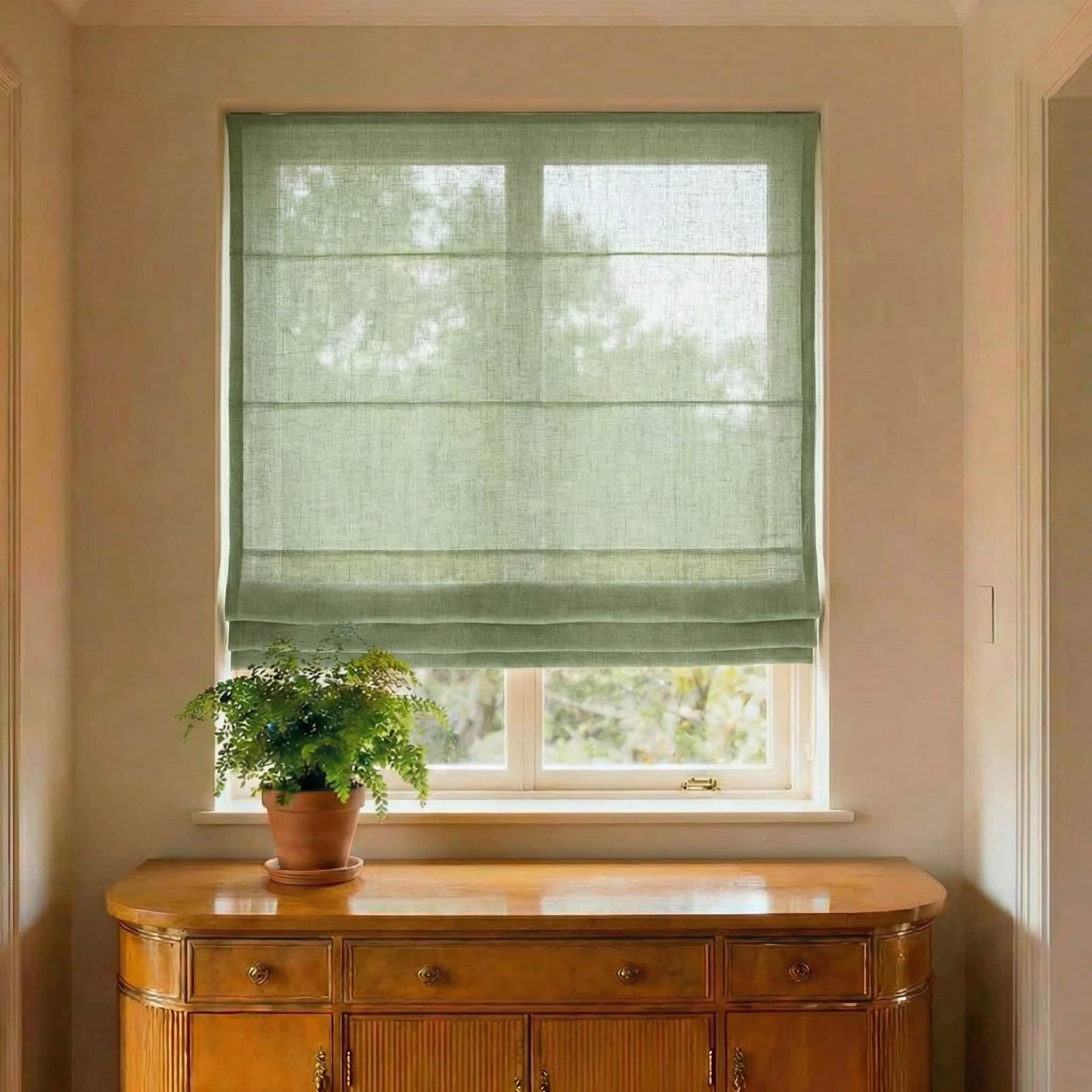 Custom Natural Breathable Light Filtering Linen Roman Shades | USdrapery