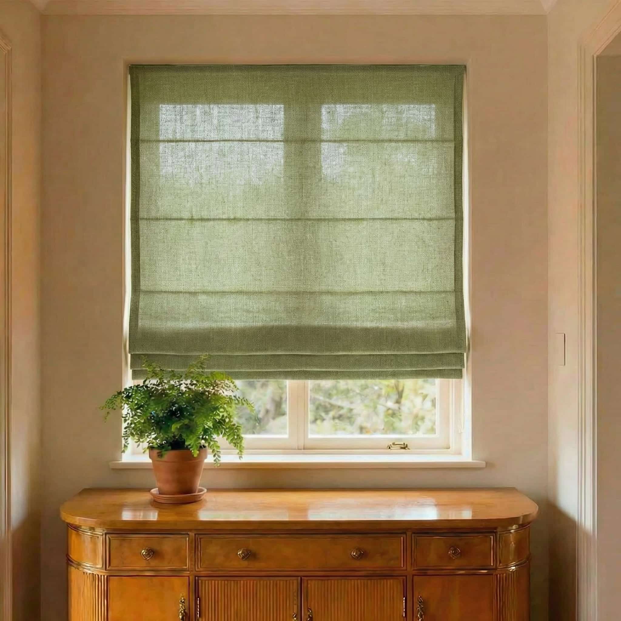 Custom Natural Breathable Light Filtering Linen Roman Shades | USdrapery