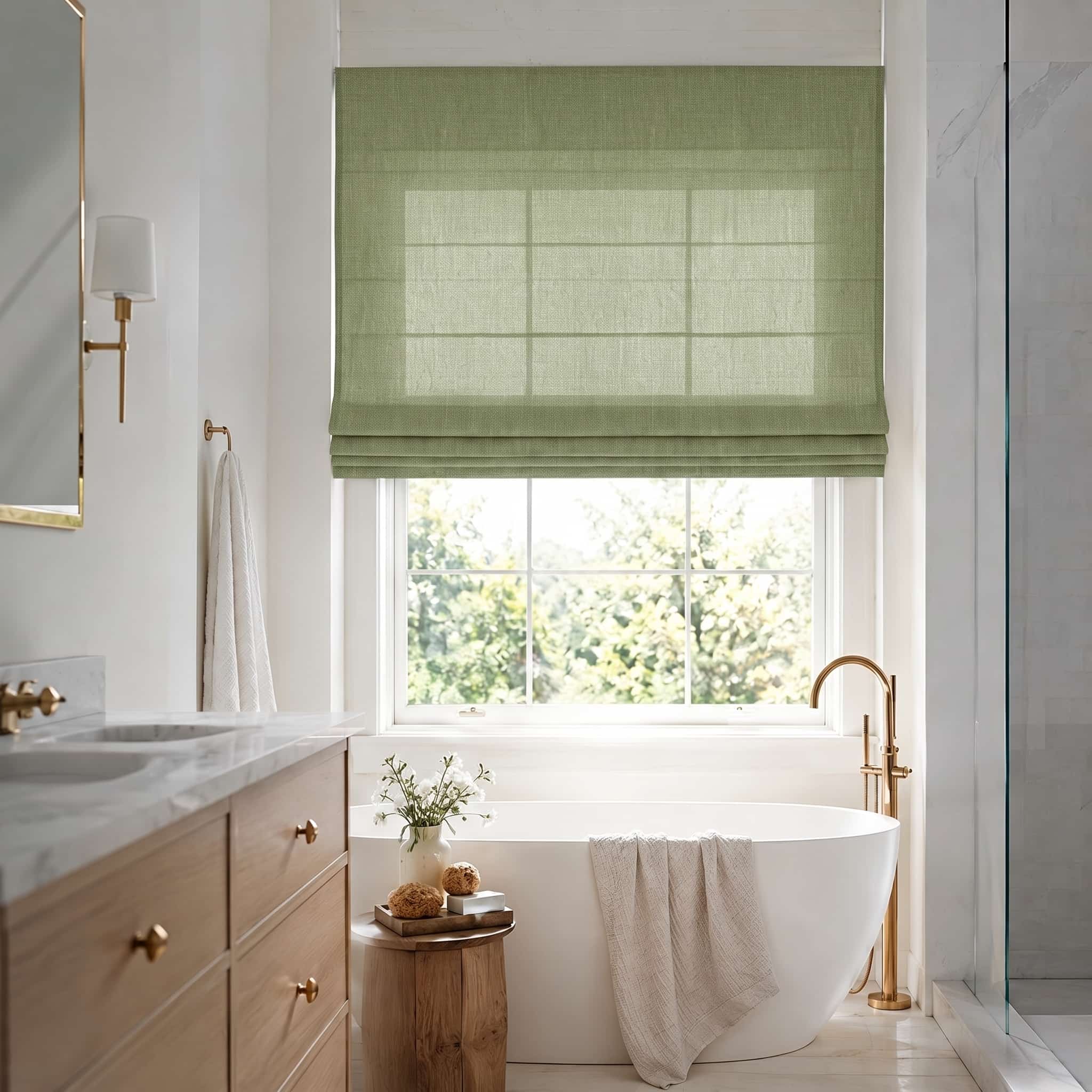Custom Linen Roman Window Shades Cordless | USdrapery