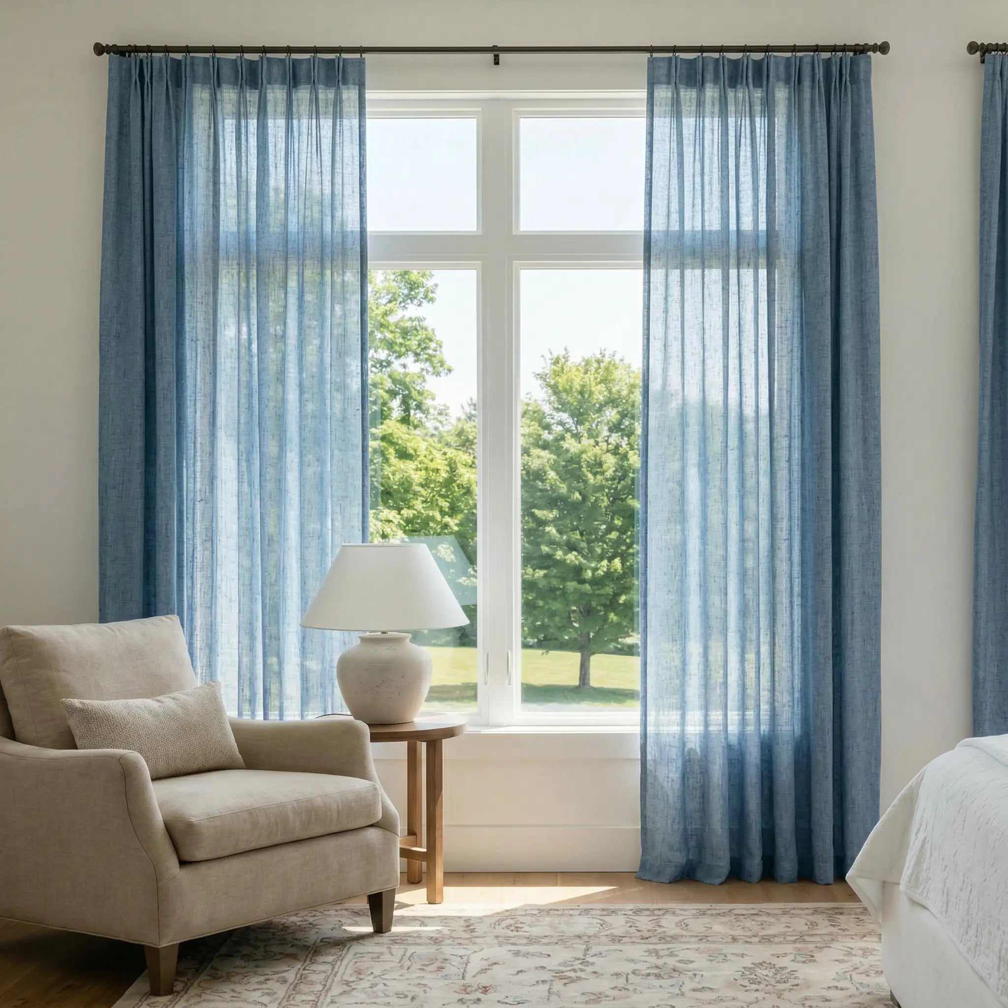 Custom Linen Semi-Blackout curtains – Natural Texture | USdrapery